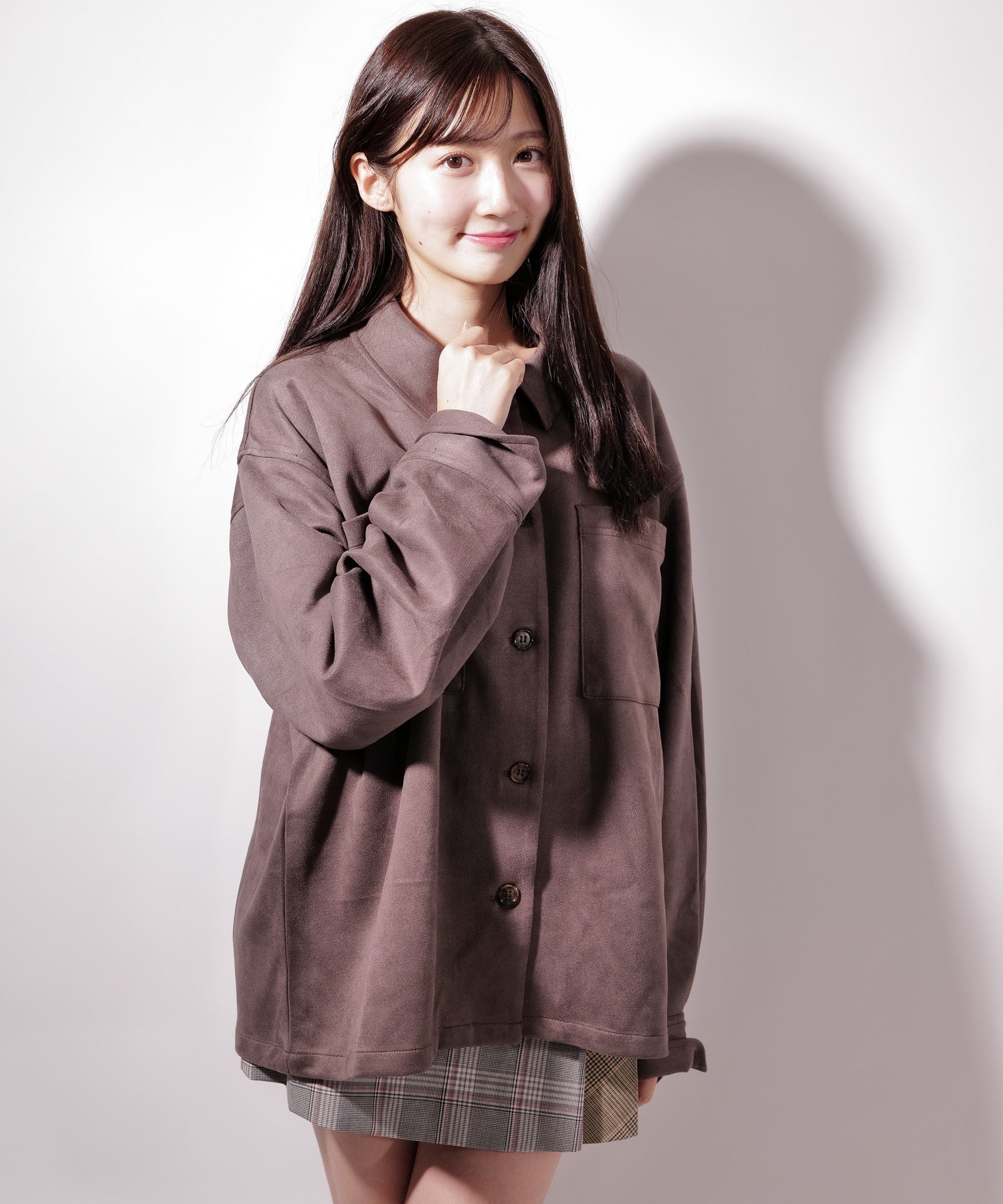 ラテラテ lattelatte フェイク スウェード シャツジャケット （チャコールグレー） チャコールグレー