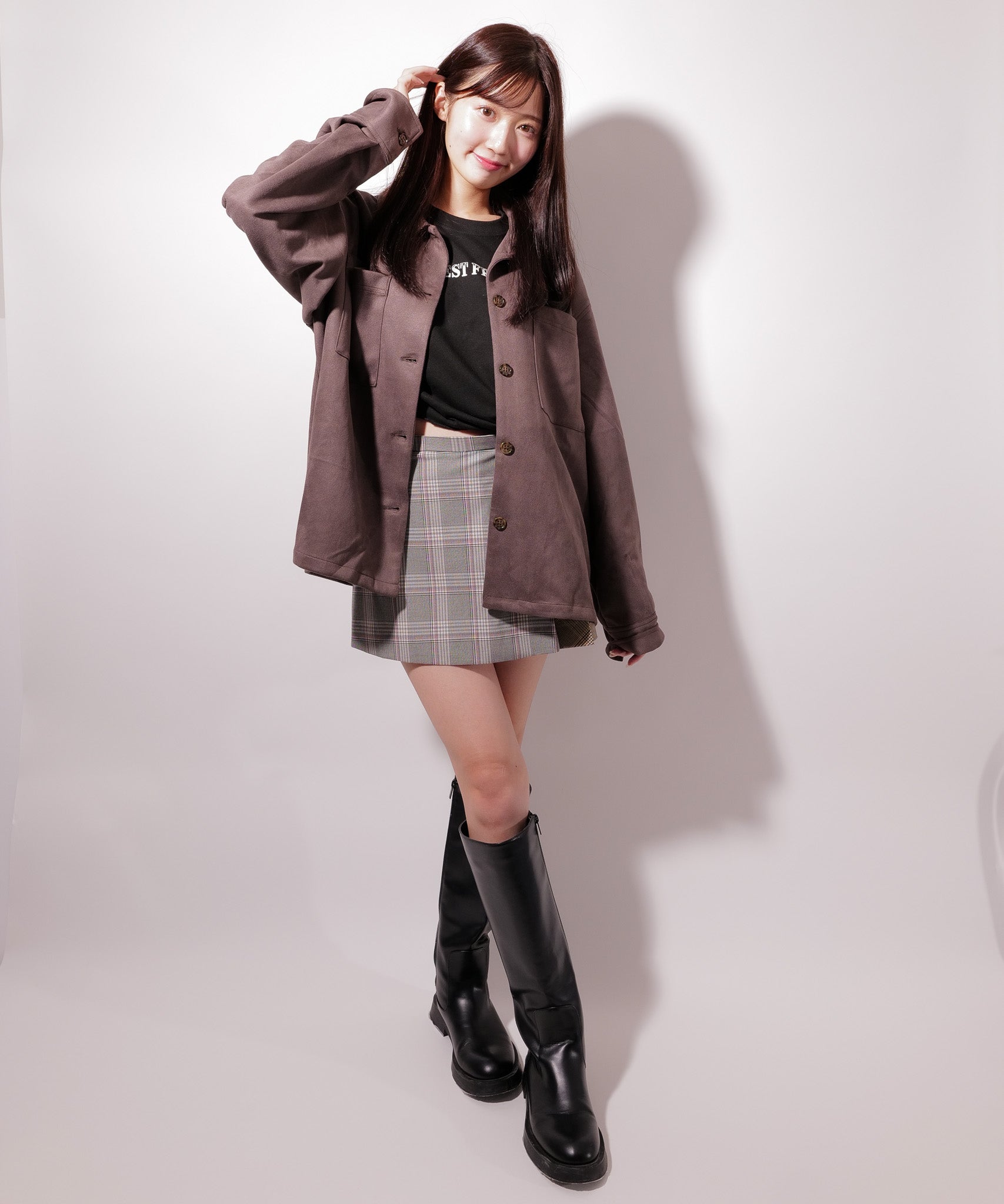 ラテラテ lattelatte フェイク スウェード シャツジャケット （チャコールグレー） チャコールグレー