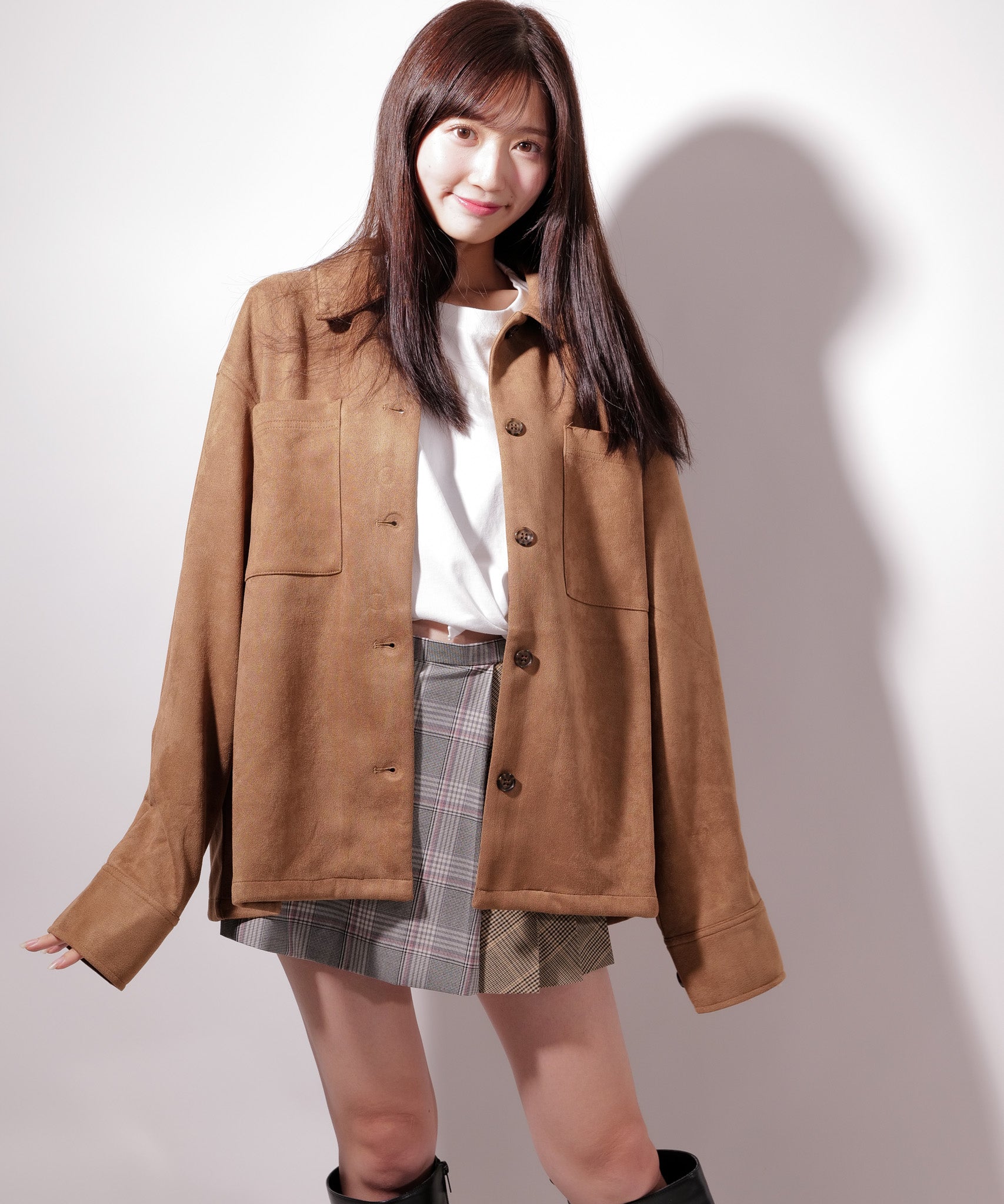 ラテラテ lattelatte フェイク スウェード シャツジャケット （キャメル） キャメル