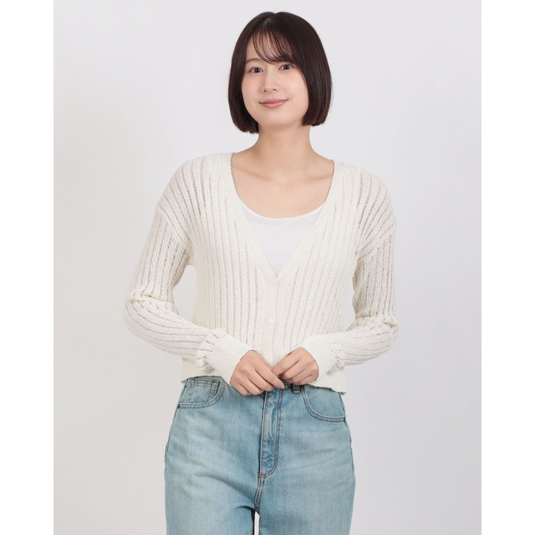 ラテラテ lattelatte Vネックカーディガン （オフ） オフ