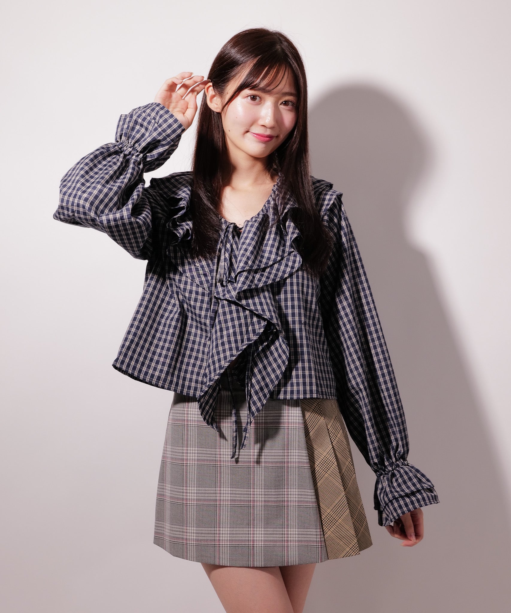 ラテラテ lattelatte LTチェック切り替えミニスカート （グレー） グレー