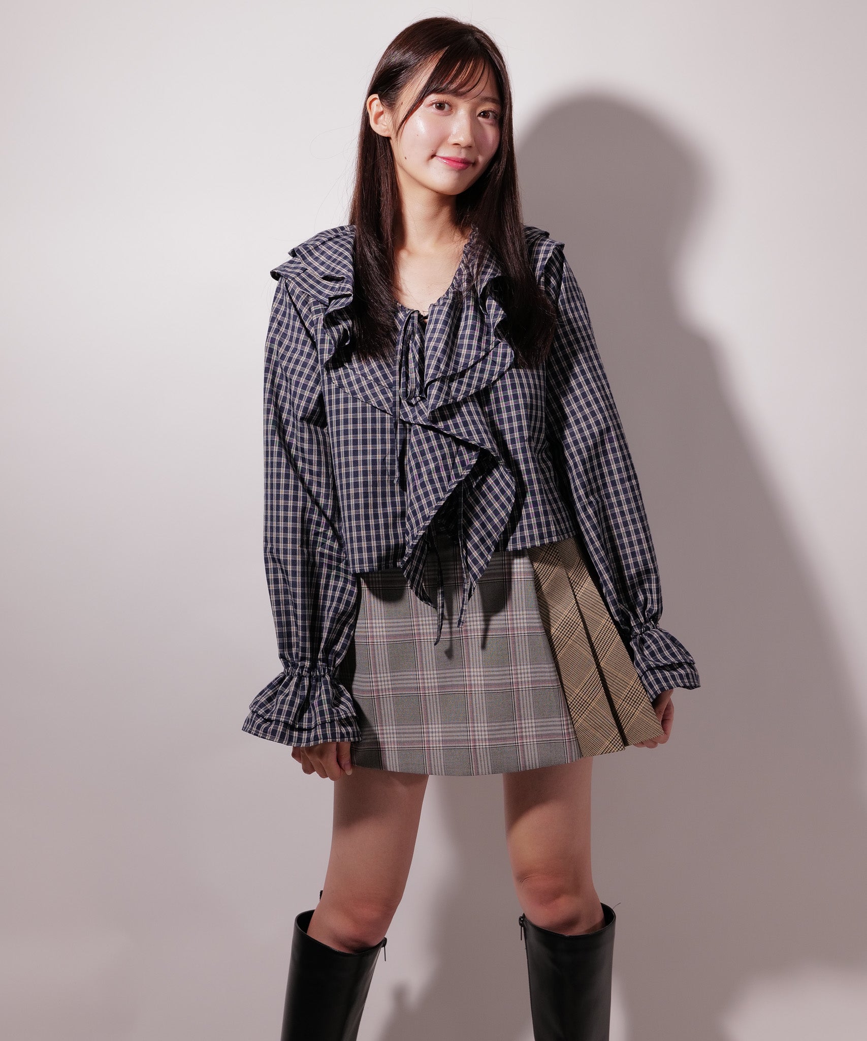 ラテラテ lattelatte LTチェック切り替えミニスカート （グレー） グレー