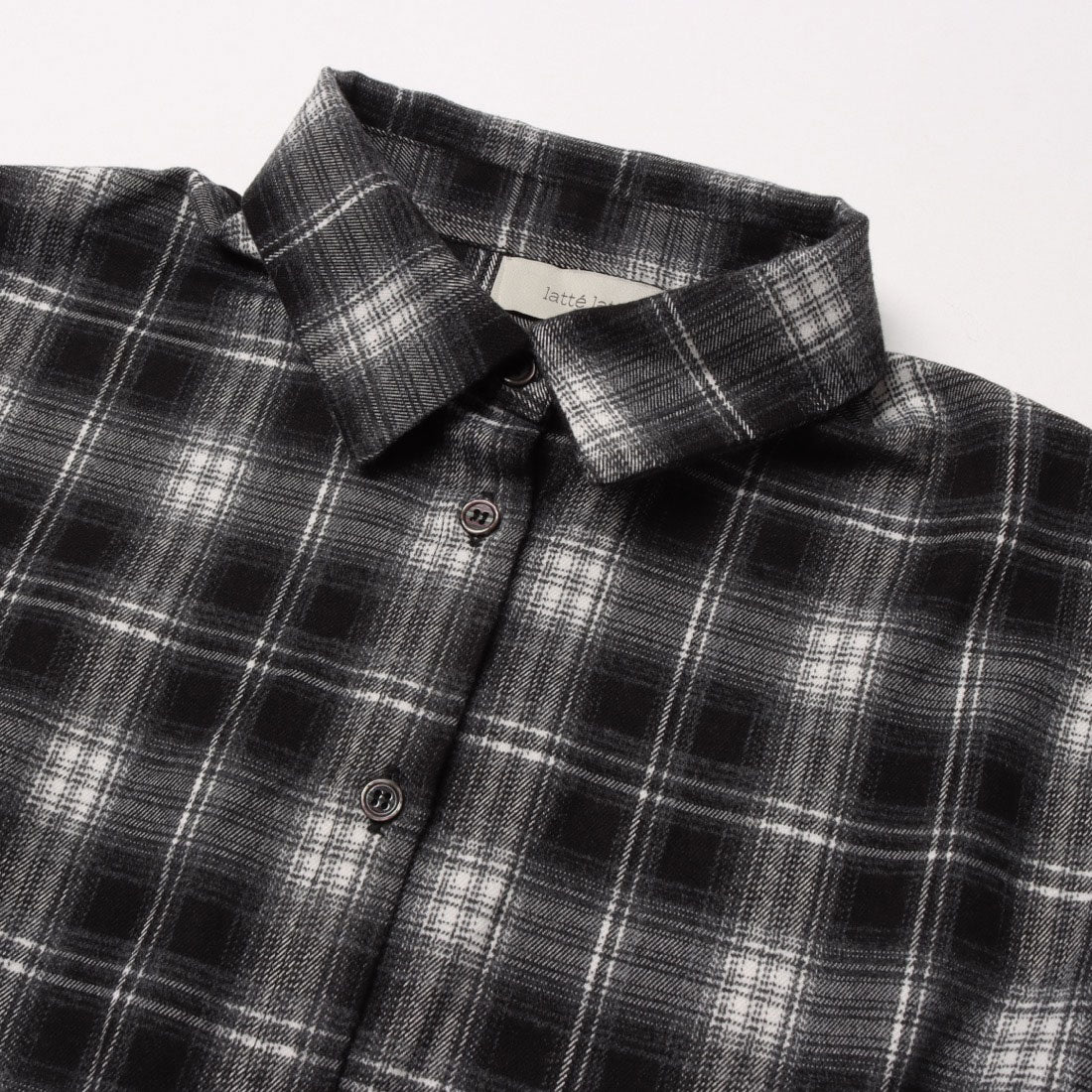 ラテラテ lattelatte ドローストリング クロップド ネルシャツ （ブラック） ブラック