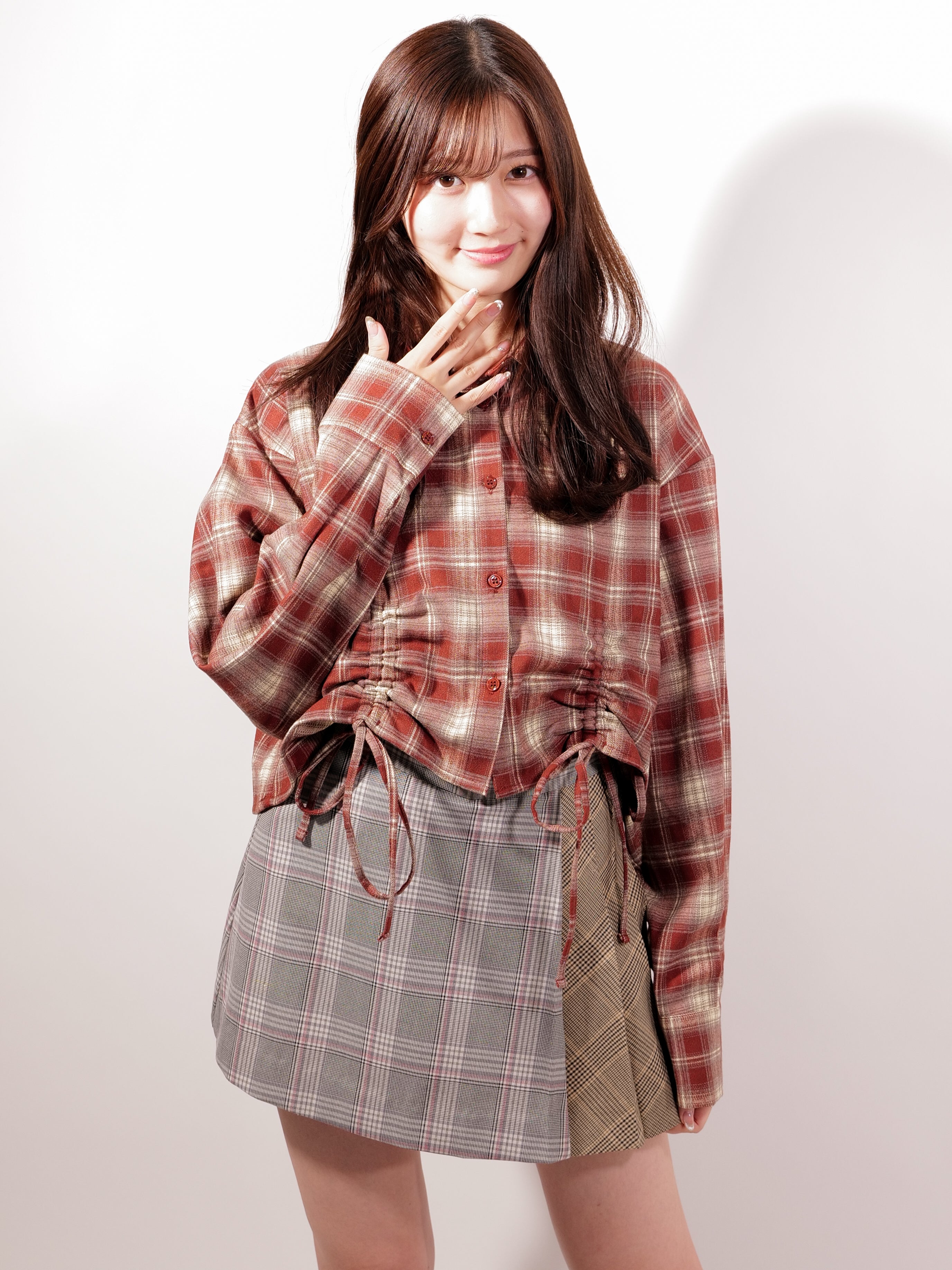 ラテラテ lattelatte ドローストリング クロップド ネルシャツ （レッド） レッド