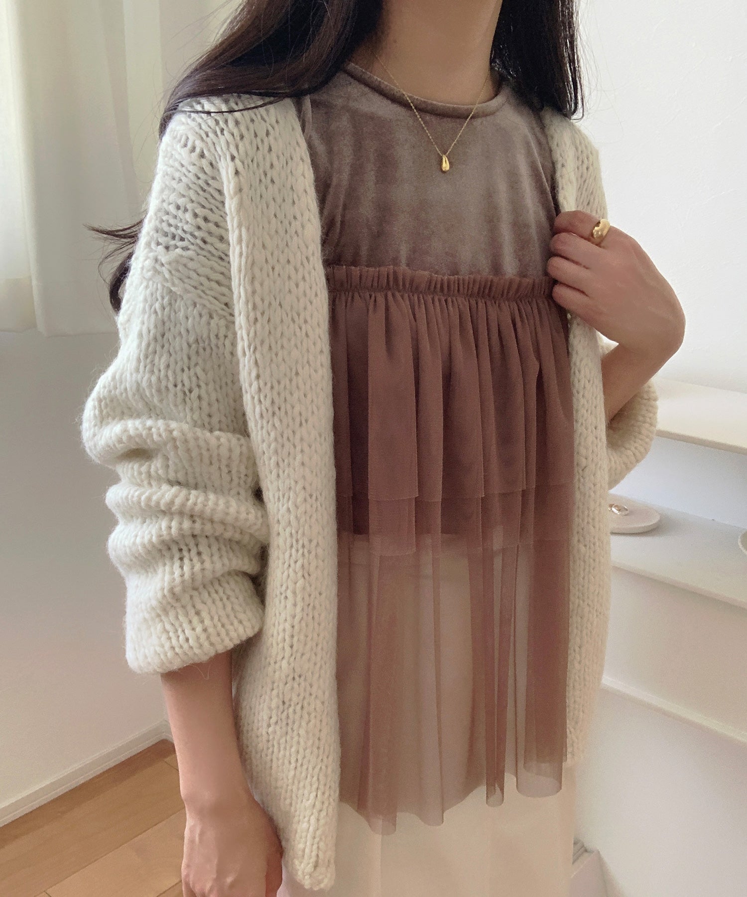 ラウアー LAUIR チュールドッキングベロアトップス