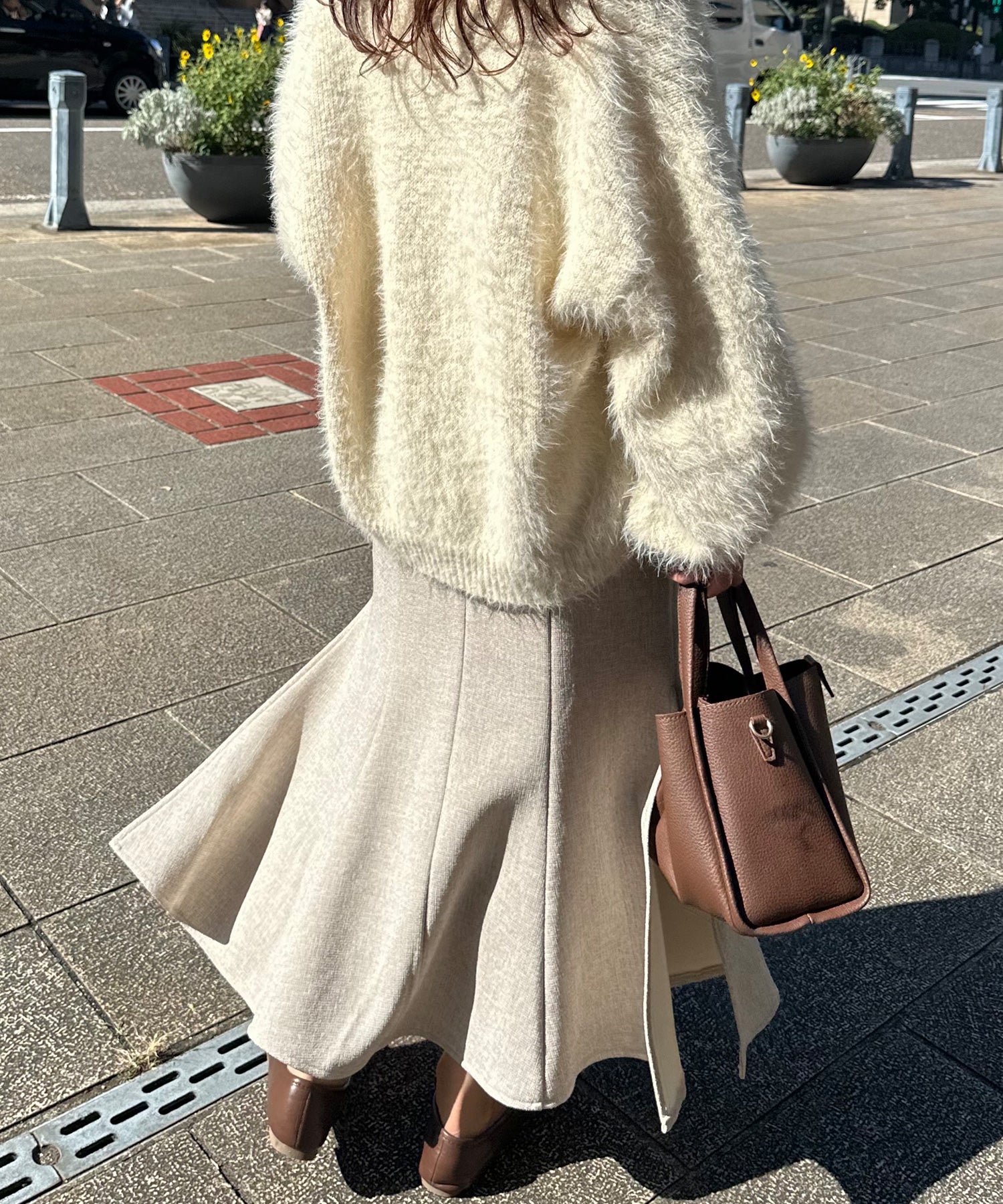 ラウアー LAUIR 裏起毛ツイードバックリボンキャミワンピ