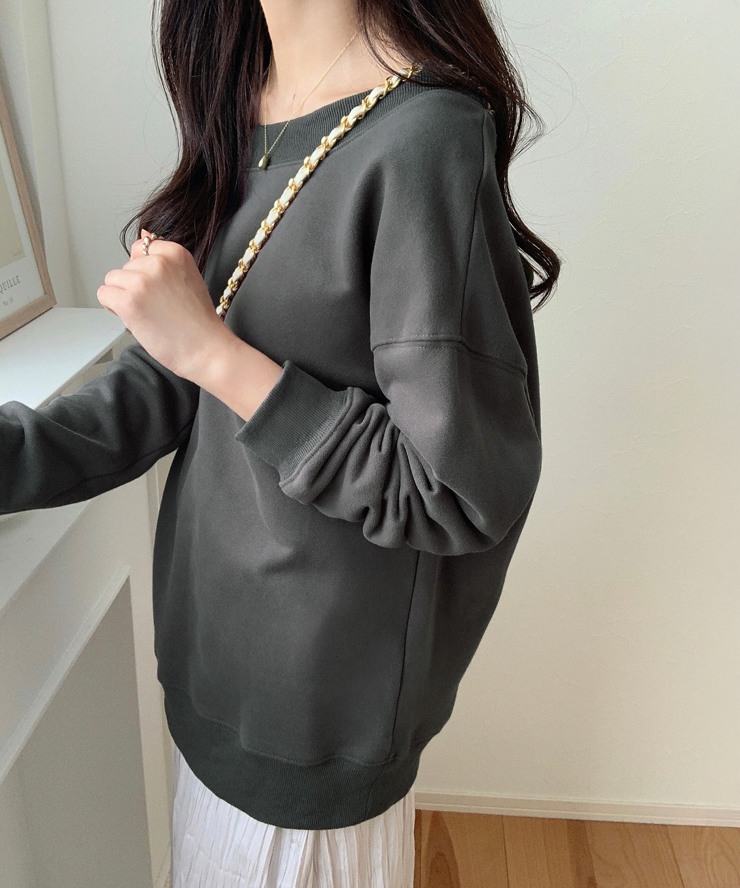 ラウアー LAUIR 2wayオフショル裏起毛スウェット