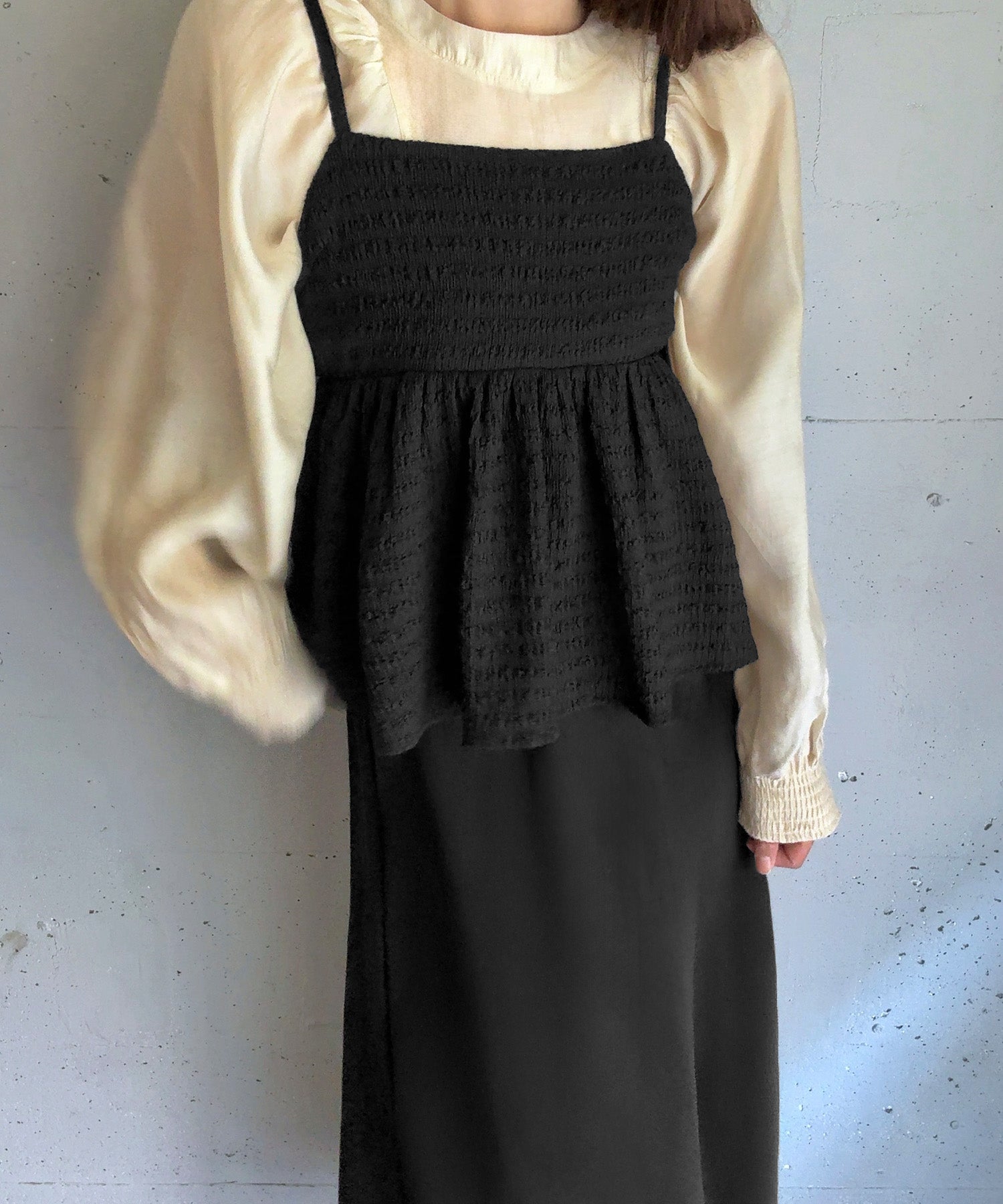 ラウアー LAUIR カットジャガードペプラムキャミビスチェ