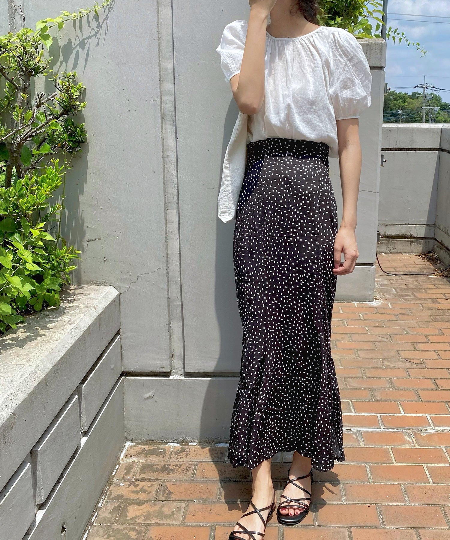 ラウアー LAUIR 総柄スリットマーメイドスカート