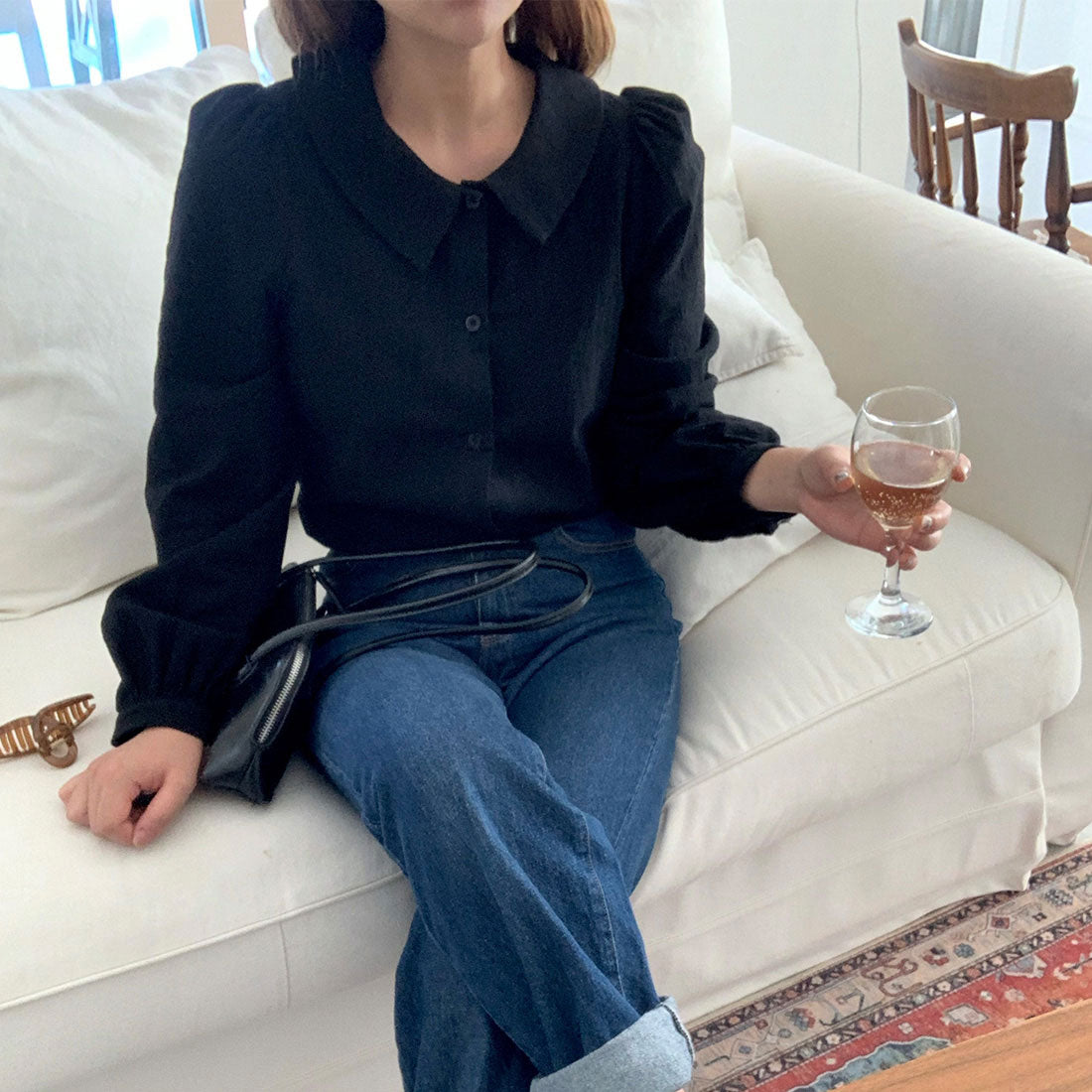 LAUIR Gathered Sleeve Blouse