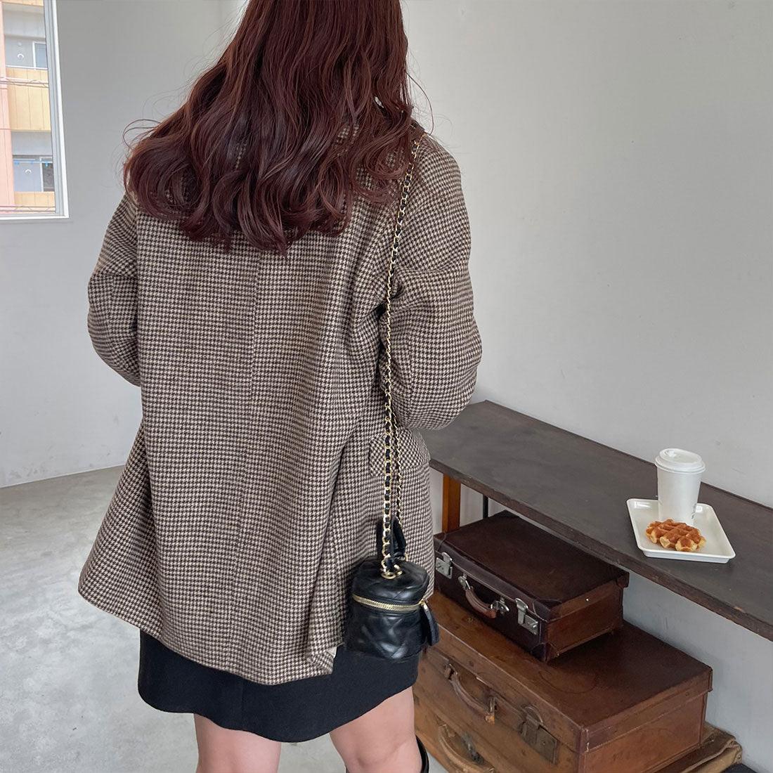LAUIR Checked Double-Breasted Tailored Jacket