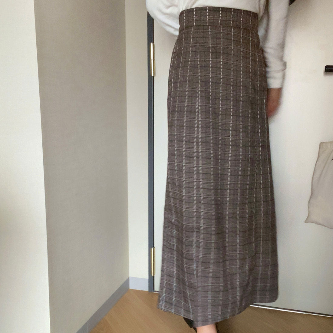 ラウアー LAUIR ハイウエストチェックペンシルスカート