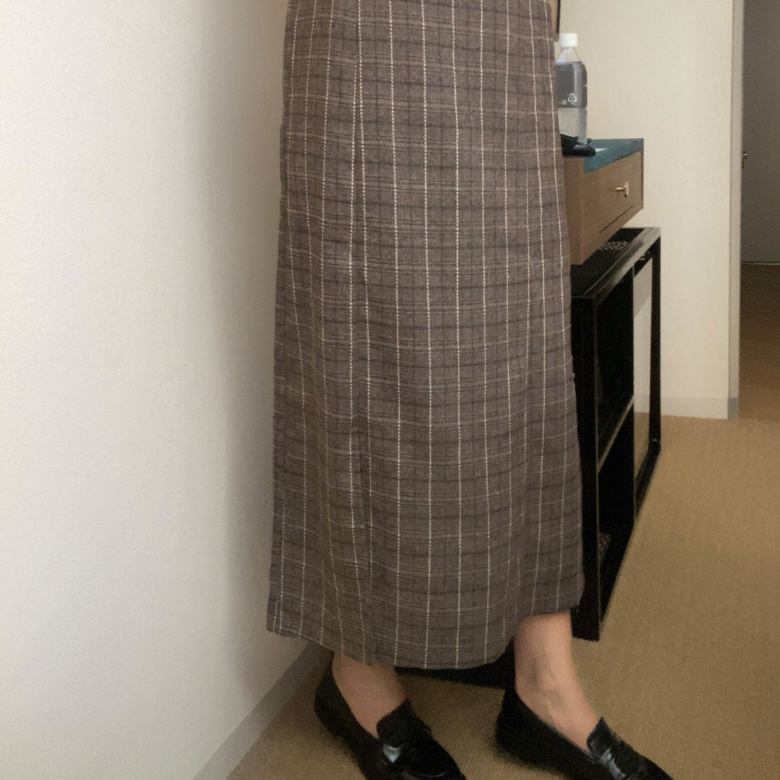 ラウアー LAUIR ハイウエストチェックペンシルスカート