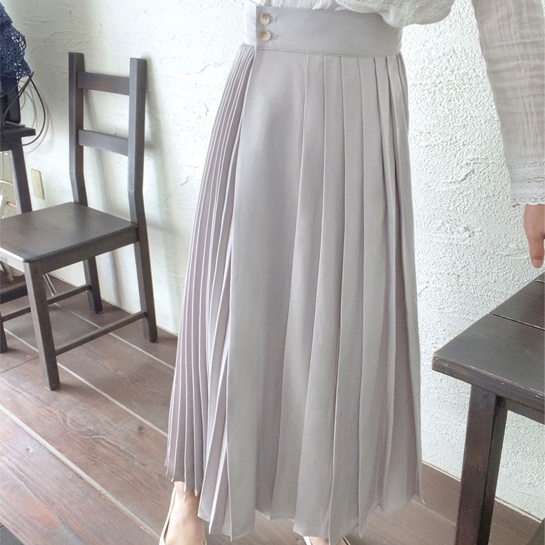 ラウアー LAUIR アシンメトリープリーツラップスカート