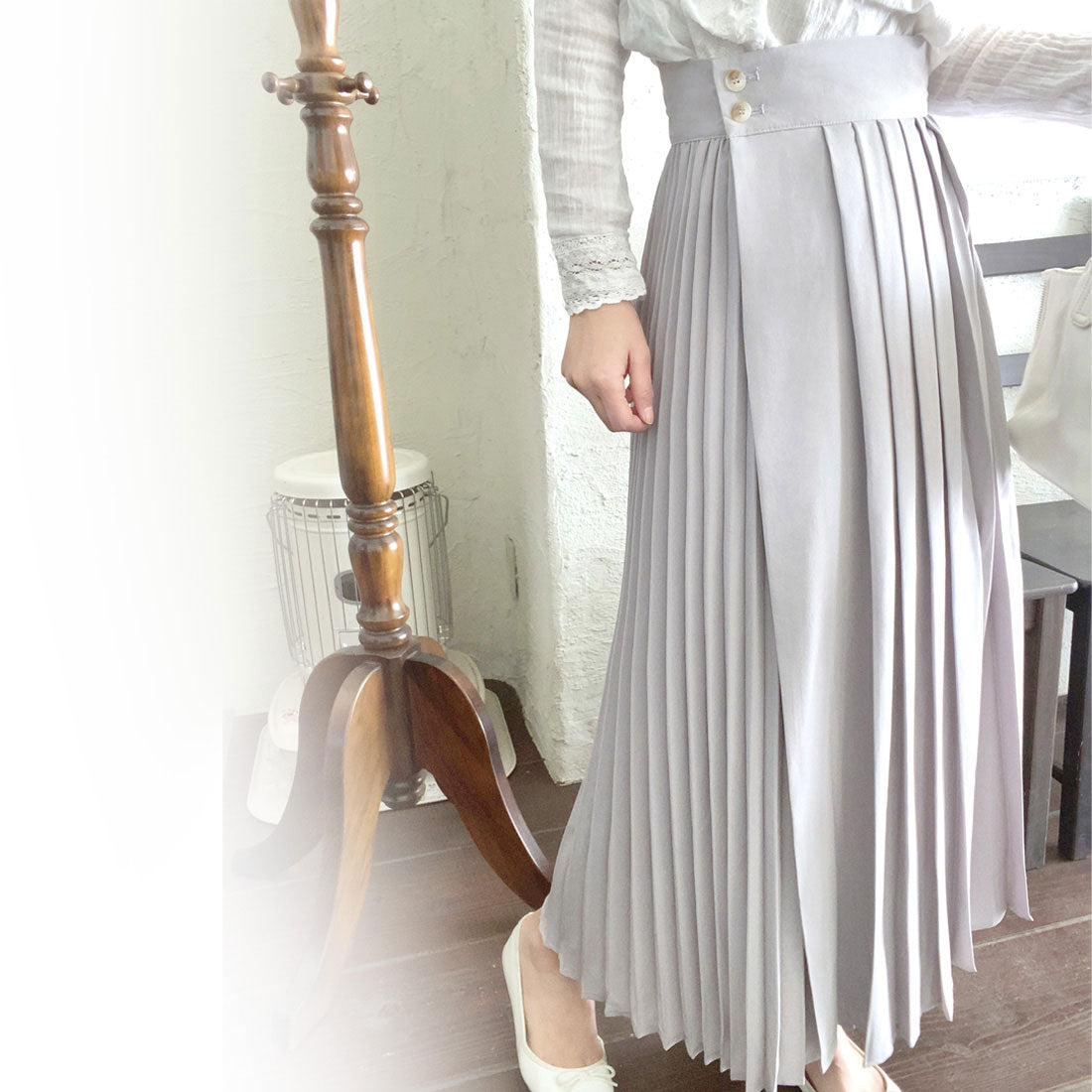 ラウアー LAUIR アシンメトリープリーツラップスカート