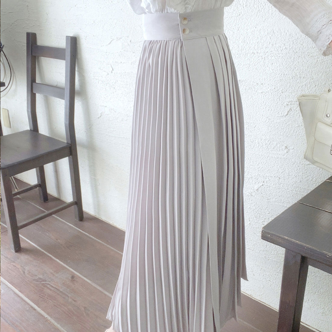 ラウアー LAUIR アシンメトリープリーツラップスカート