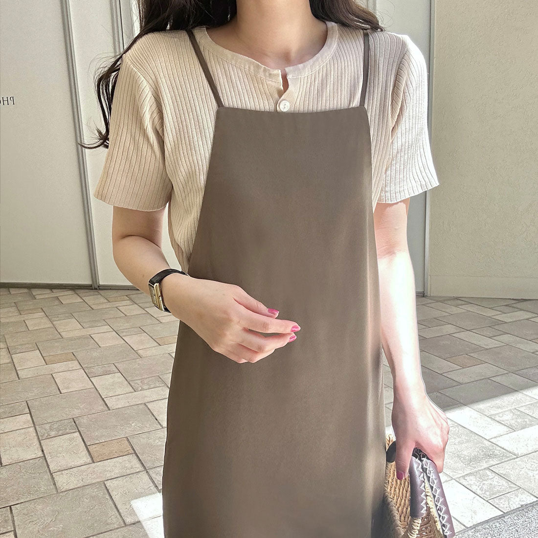ラウアー LAUIR バックリボンサテンキャミマーメイドワンピース