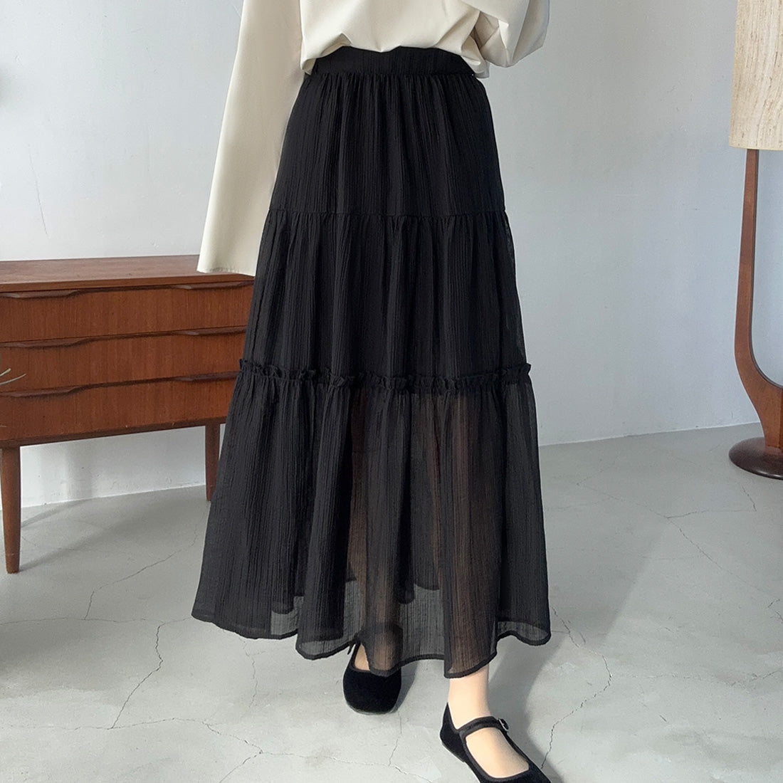 ラウアー LAUIR シアーティアードスカート