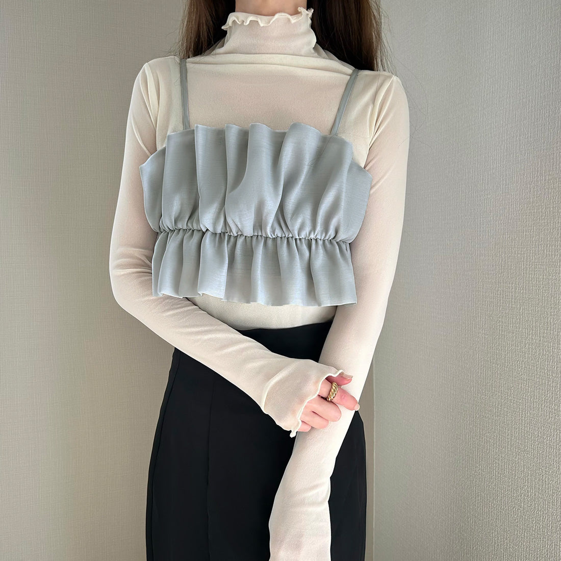 ラウアー LAUIR バックリボンキャミビスチェ,グレー