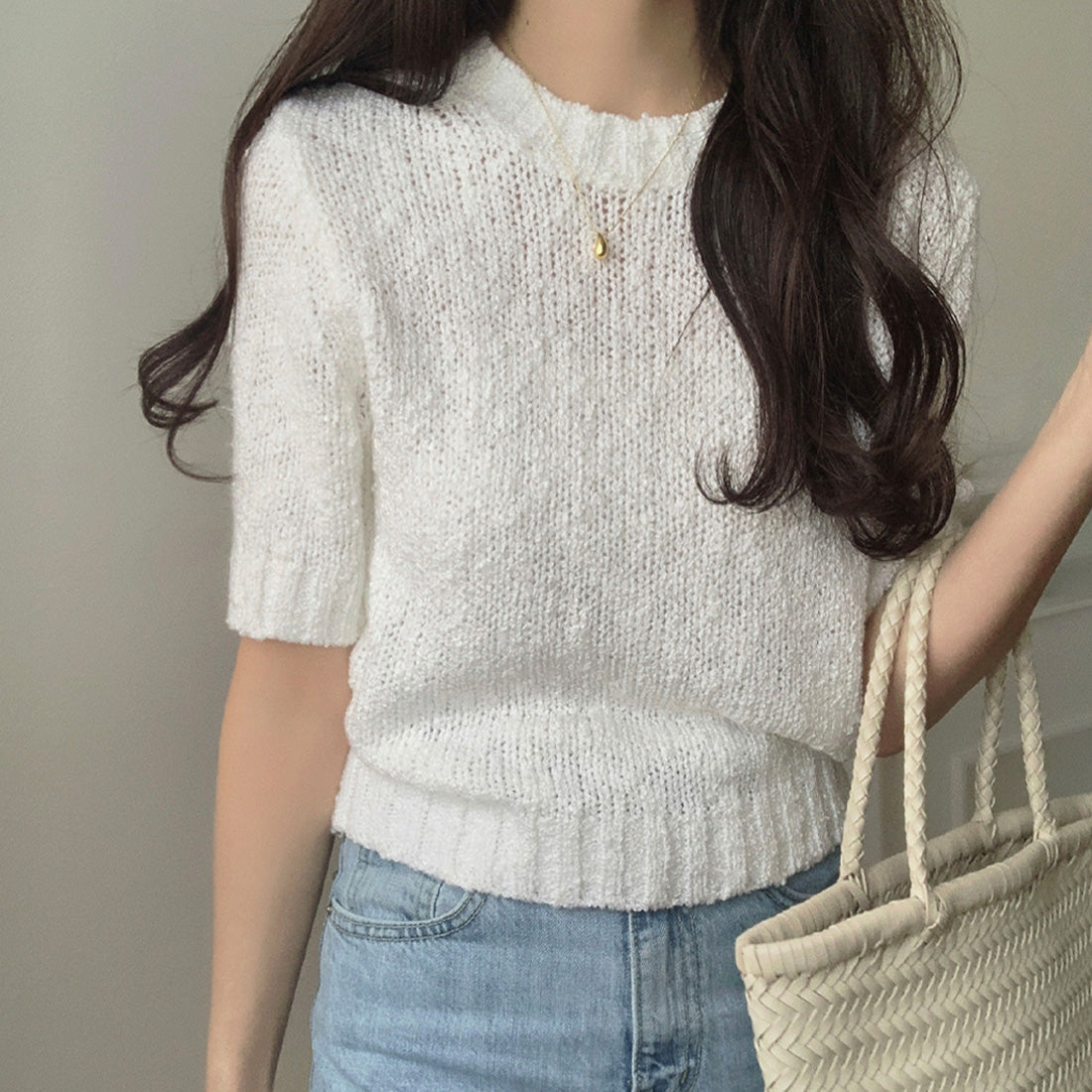 LAUIR Boucle short sleeve knit