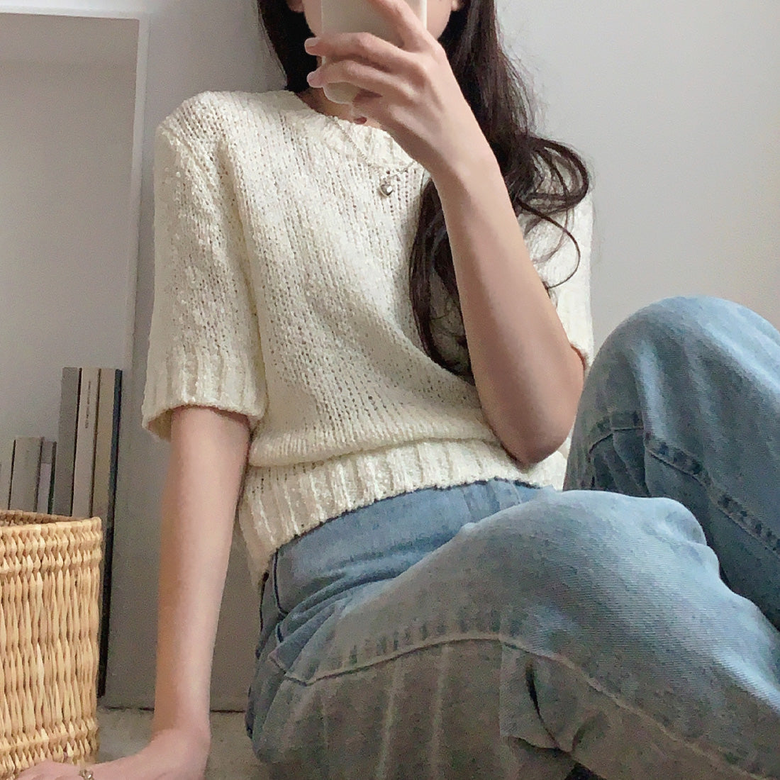 LAUIR Boucle short sleeve knit