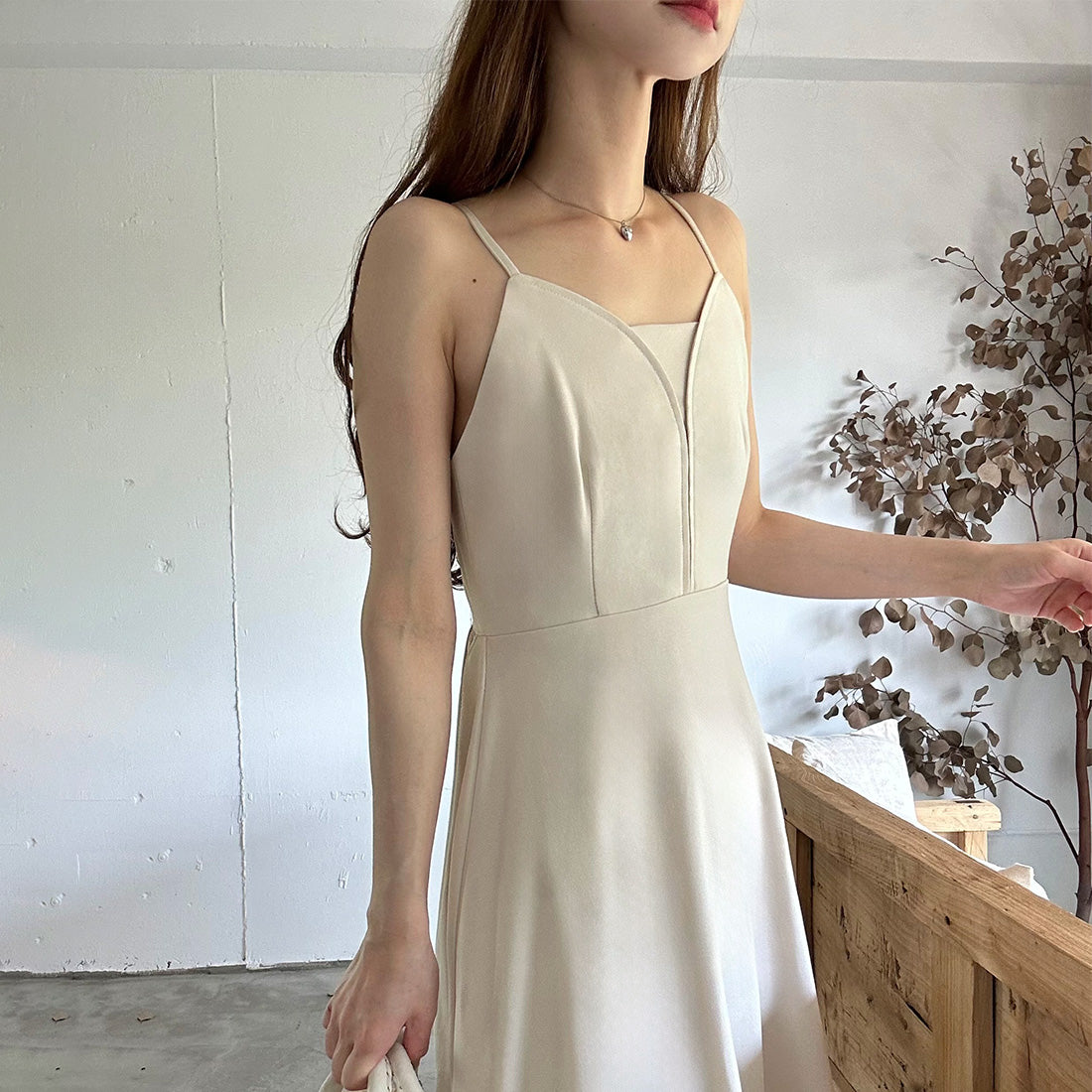 ラウアー LAUIR バックリボンデザインキャミワンピース