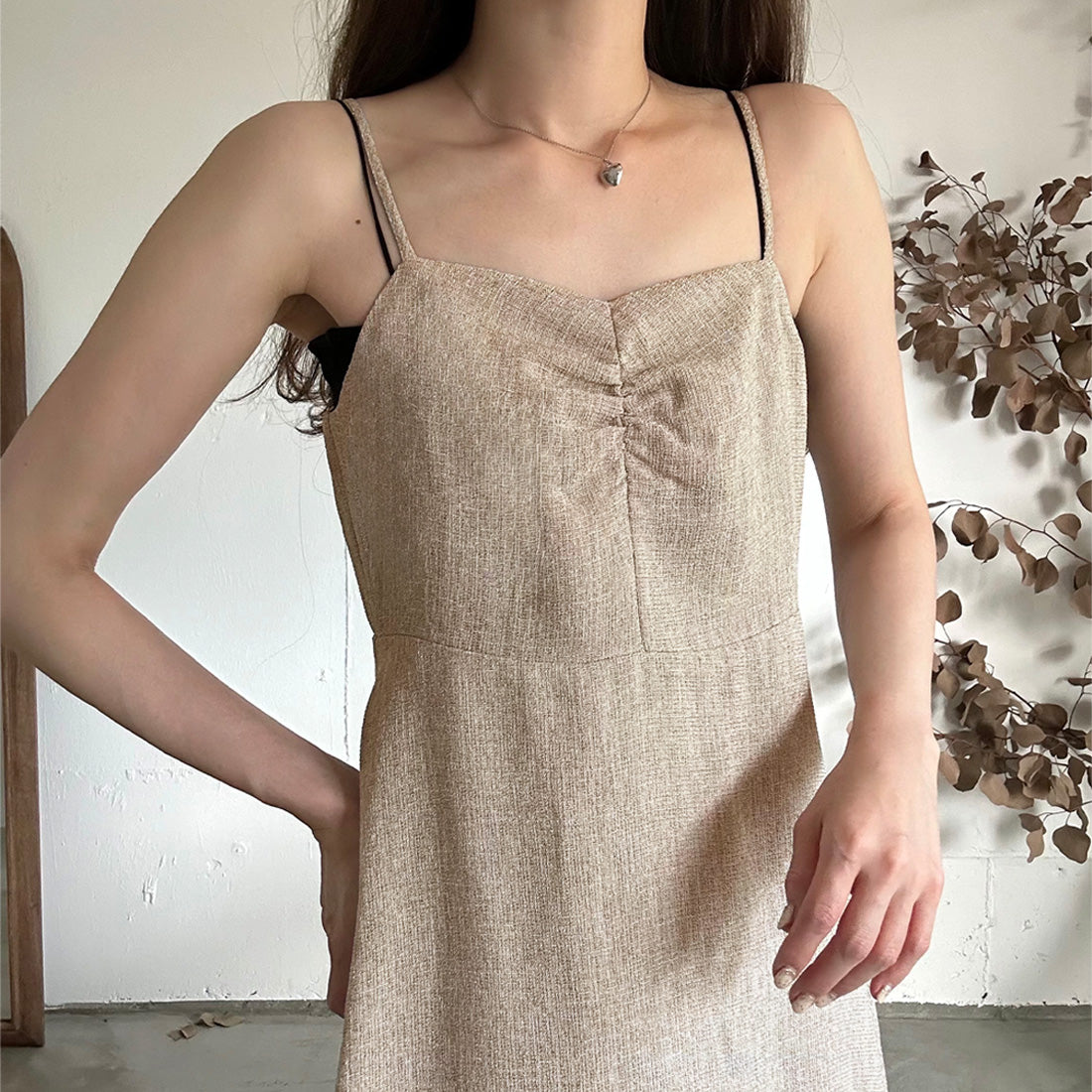 ラウアー LAUIR フロントギャザーワンピース
