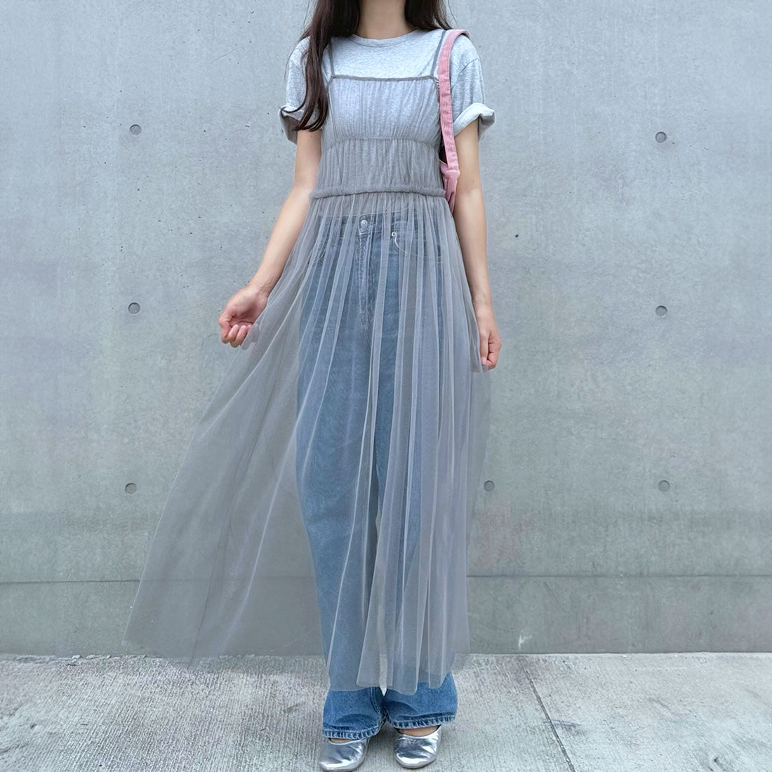 ラウアー LAUIR チュールフレアキャミワンピース