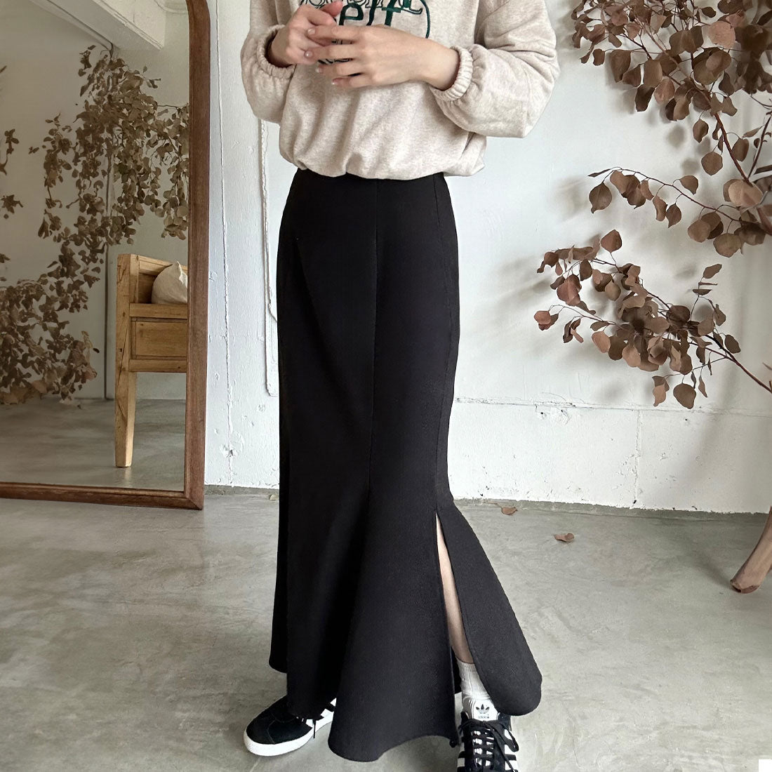 ラウアー LAUIR ヘリンボーンマーメイドスカート