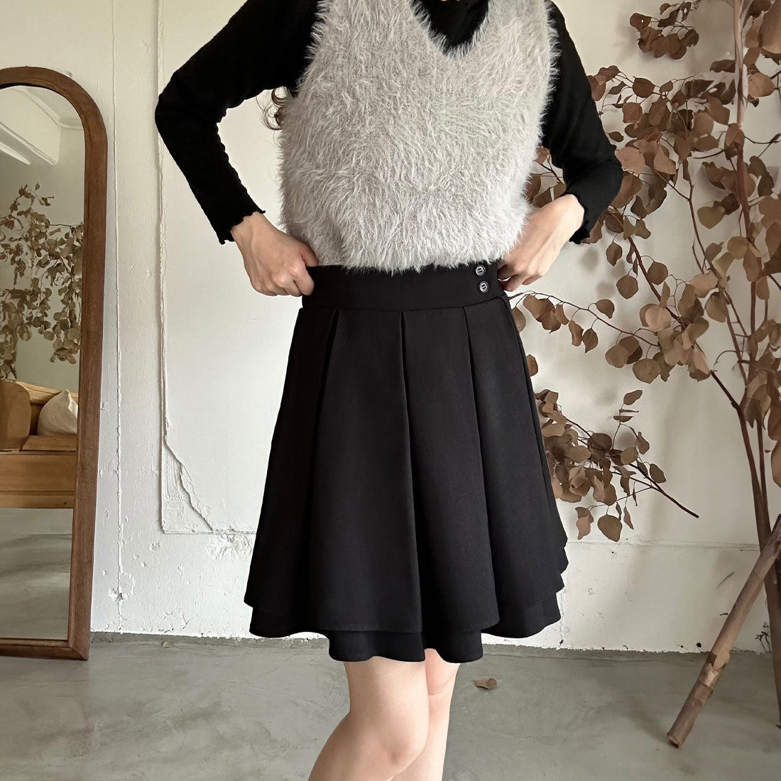 ラウアー LAUIR ハイウエストデザインスカパン