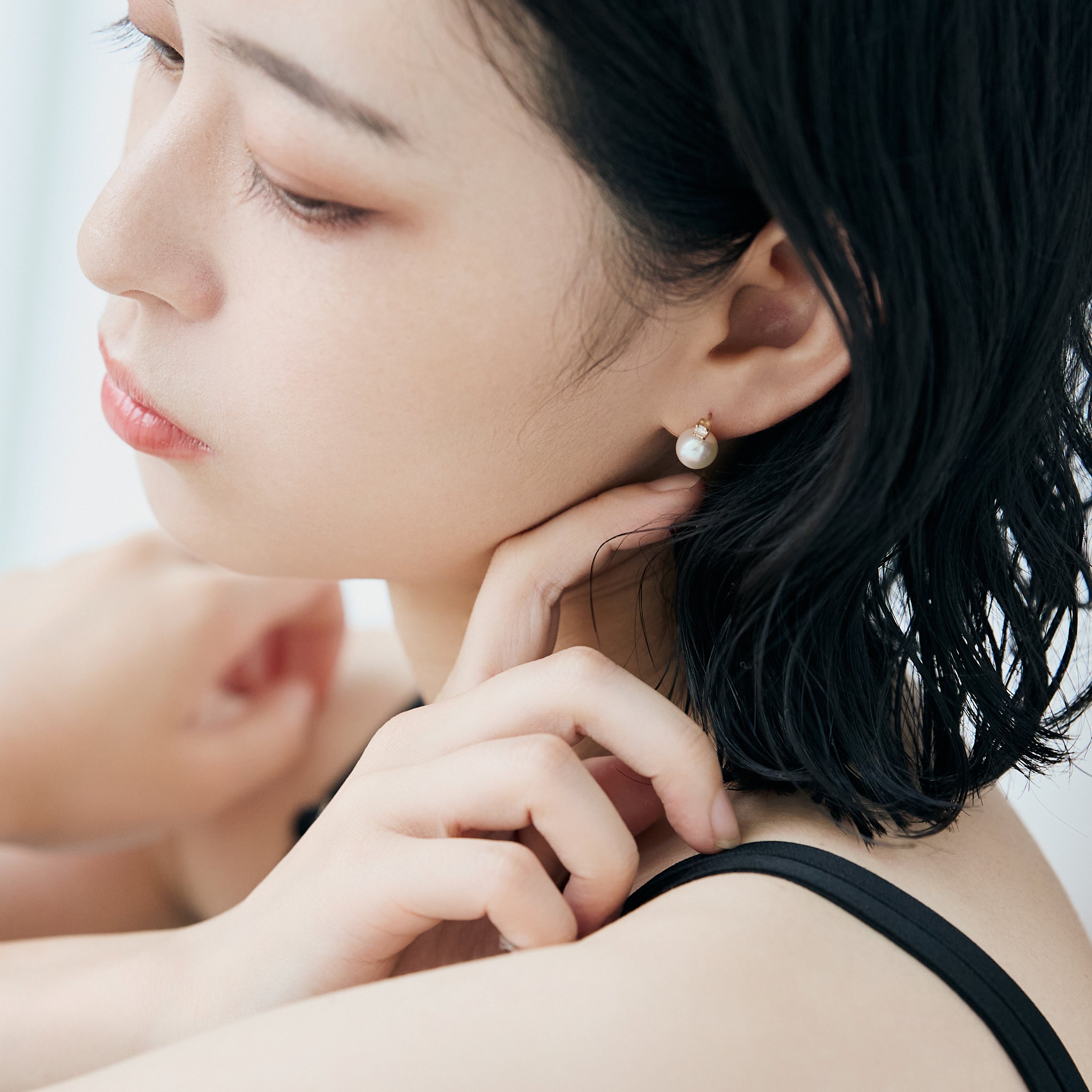 エルアンドコー L&Co. K10アコヤパール ダイヤモンドピアス 計0.16ct （イエローゴールド） イエローゴールド