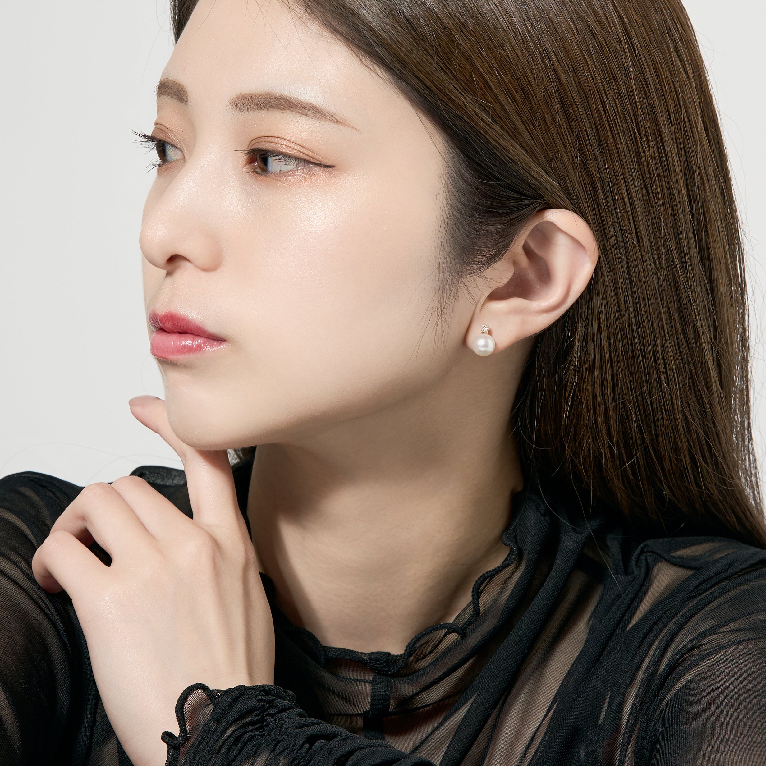エルアンドコー L&Co. K10アコヤパール ダイヤモンドピアス 計0.16ct （イエローゴールド） イエローゴールド
