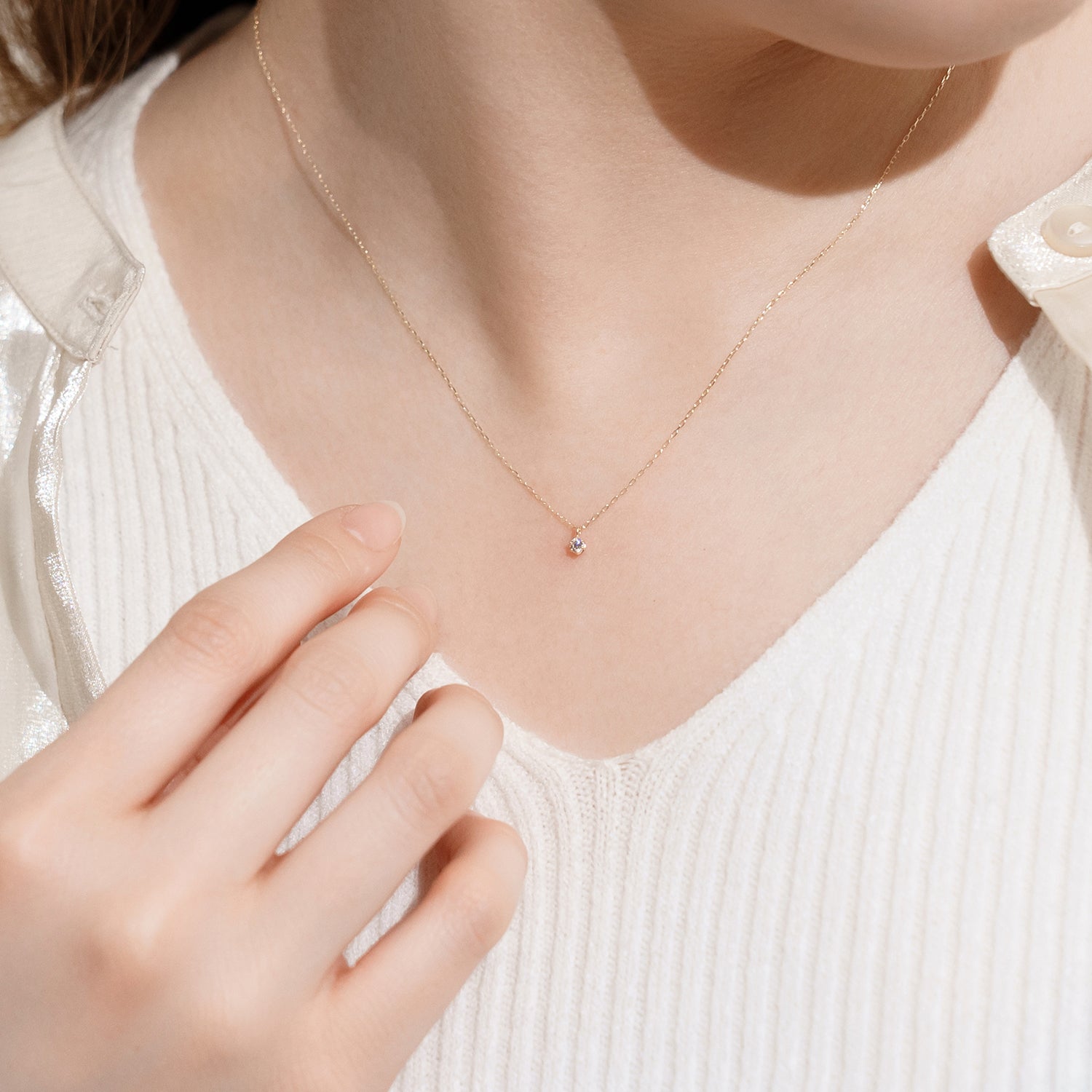 エルアンドコー L&Co. K10ダイヤモンド0.05ctネックレス （ピンクゴールド） ピンクゴールド