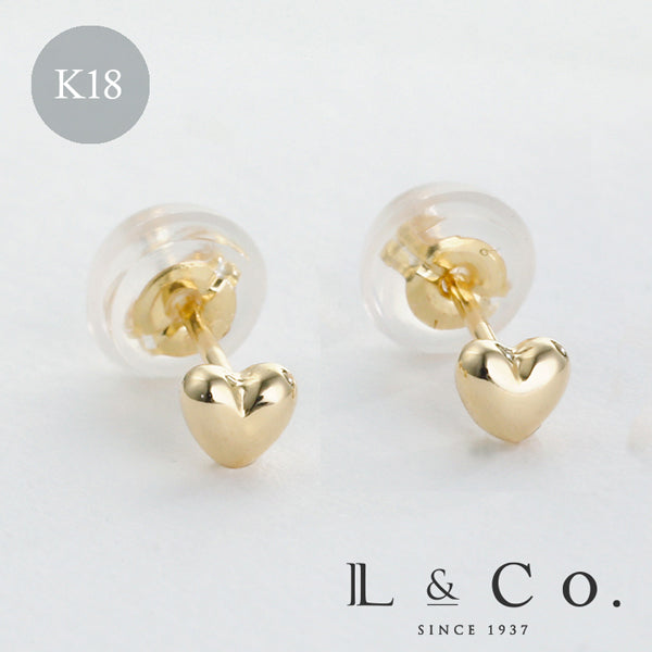 エルアンドコー L&Co. K18ハートピアス(大)約5㎜ （イエローゴールド） イエローゴールド