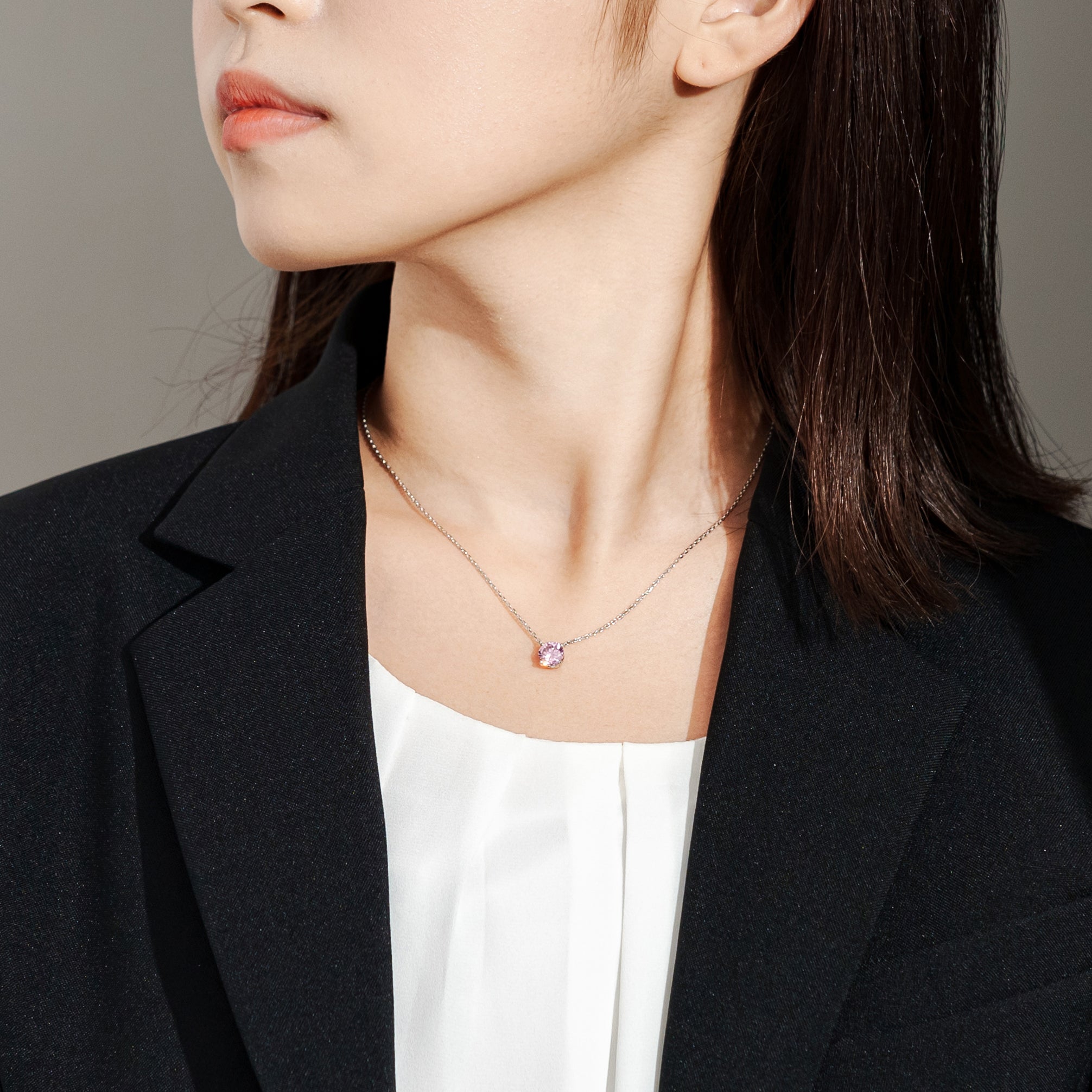 エルアンドコー L&Co. SV925キュービックネックレス （シルバー/ピンク） シルバー/ピンク