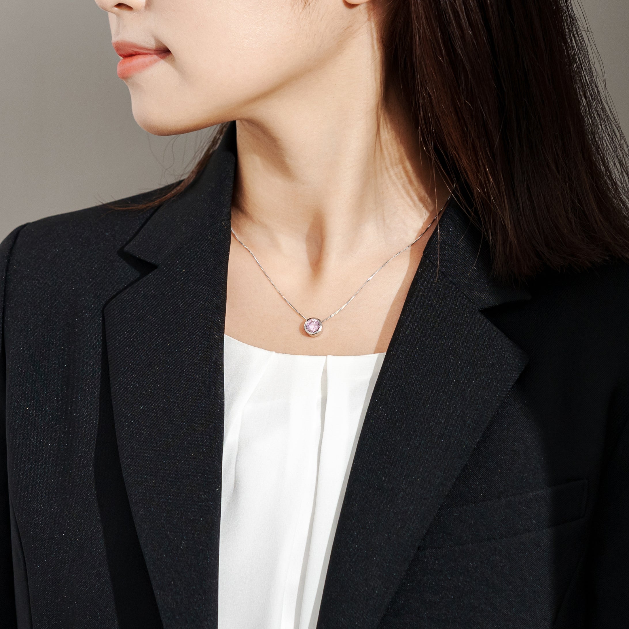 エルアンドコー L&Co. SV925キュービックネックレス （シルバー/ピンク） シルバー/ピンク