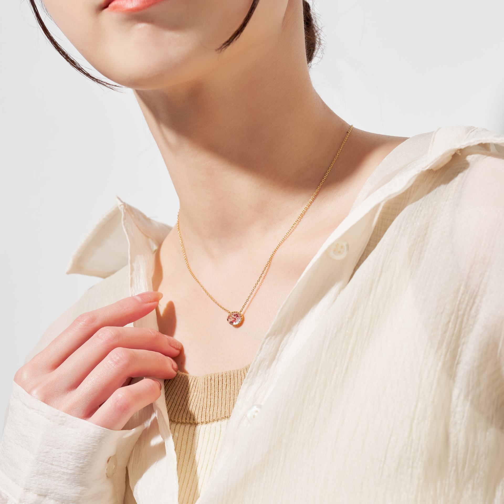 エルアンドコー L&Co. SV925 色石ネックレス(ストロベリークォーツ) （ゴールド） ゴールド
