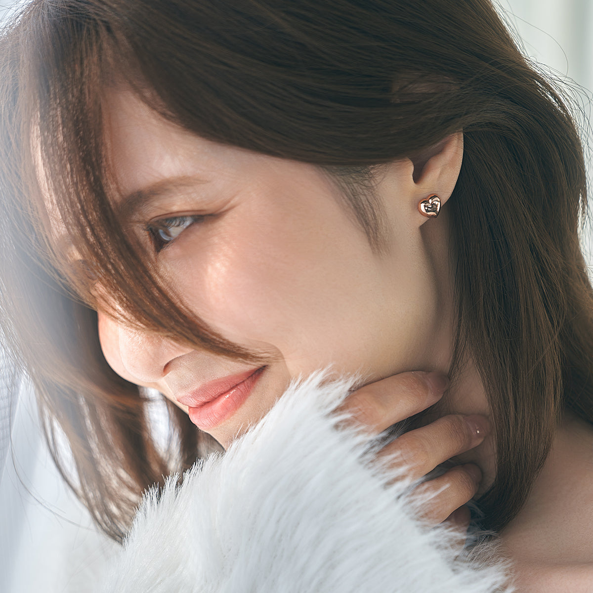 エルアンドコー L&Co. K10PG/SV925 ハートピアス （ピンク） ピンク