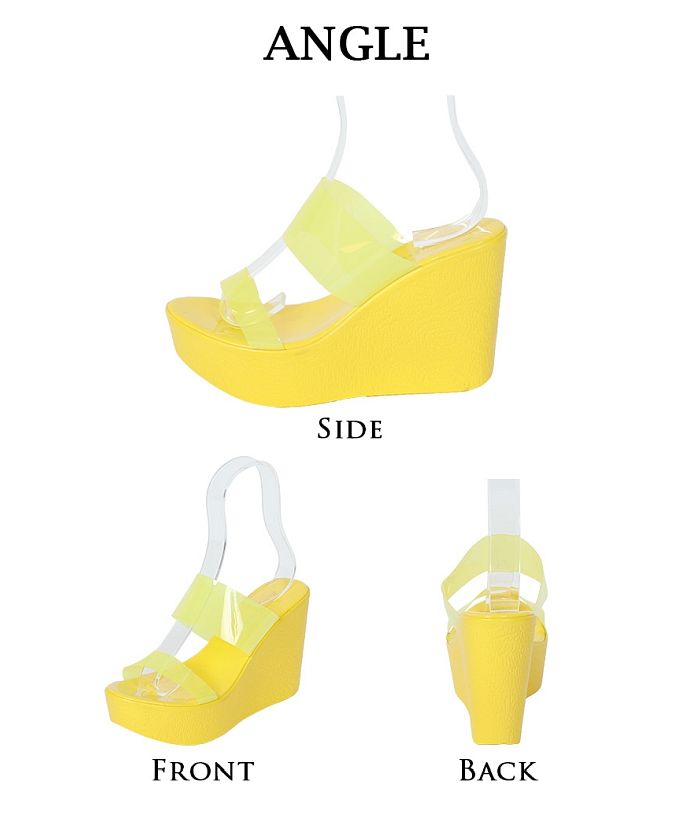 ボムシェル bombshell サンダル・パンプス ダンスシューズ 蛍光 ウェッジソール ネオンカラー シューズ 軽い クリア 厚底 靴 ダンス ビーチサンダル bombshell