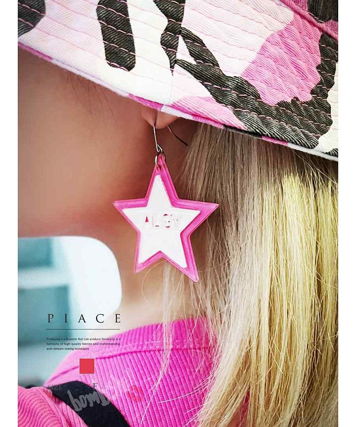 ボムシェル bombshell アクセサリー ビッグサイズ 星型 ピアス ピンク フックピアス アクセサリー アメリカンポップ ダンサー ダンスグッズ アクリル bombshell
