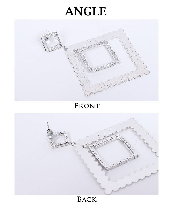 ボムシェル bombshell アクセサリー ビジュー スクエア ストーン シルバーピアス アクセサリー ダイヤ型 ギラギラ ダンスグッズ 派手 ビッグ bombshell