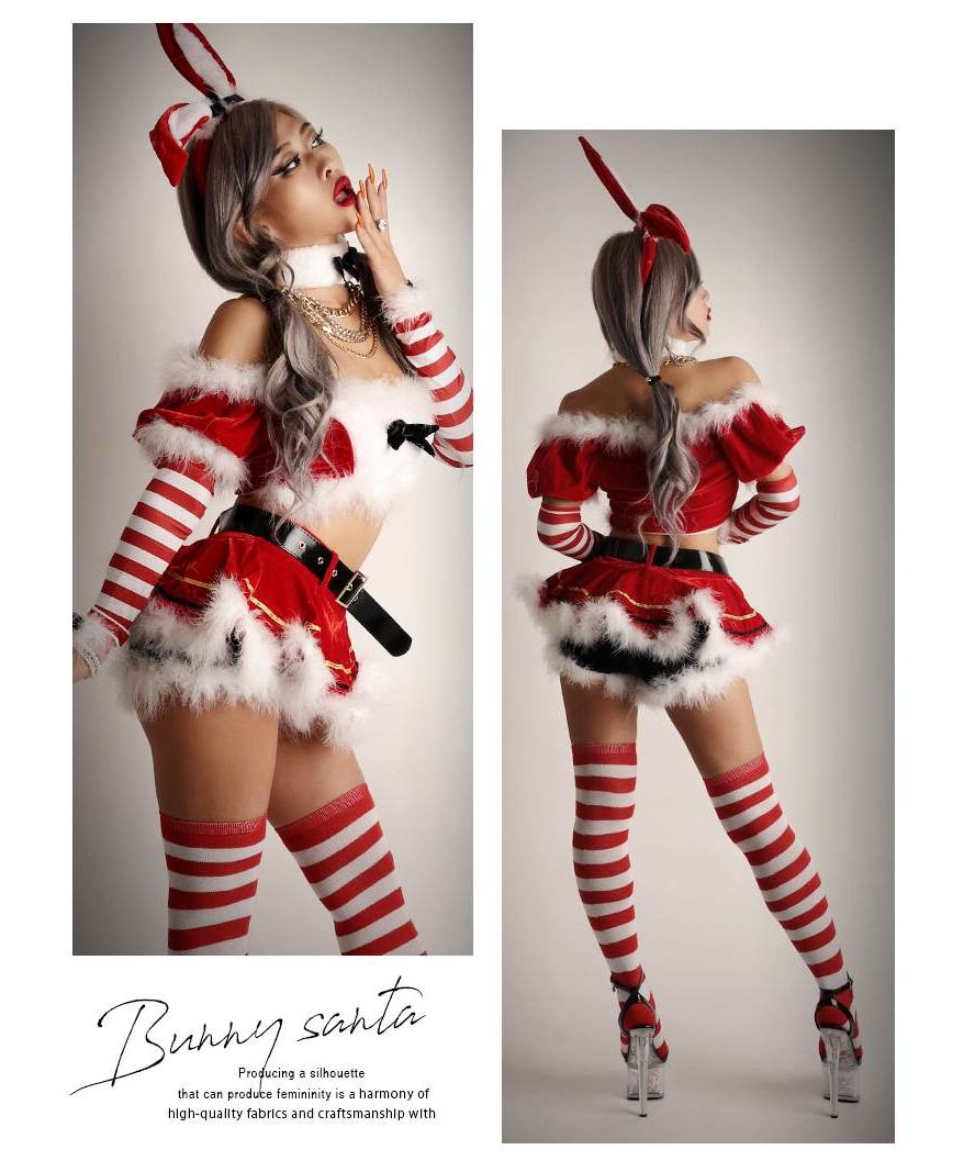 ボムシェル bombshell コスプレ サンタ コスプレ クリスマス バニーガール うさぎ ステージ衣装 クラブ衣装 仮装 豪華セット 赤 bombshell
