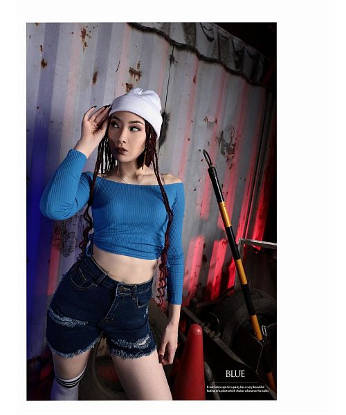 ボムシェル bombshell 半袖カットソー カットソー ニット Tシャツ オフショル サイドカット へそ出し お腹出し プチプラ 長袖 ストリートファッション Bbomb