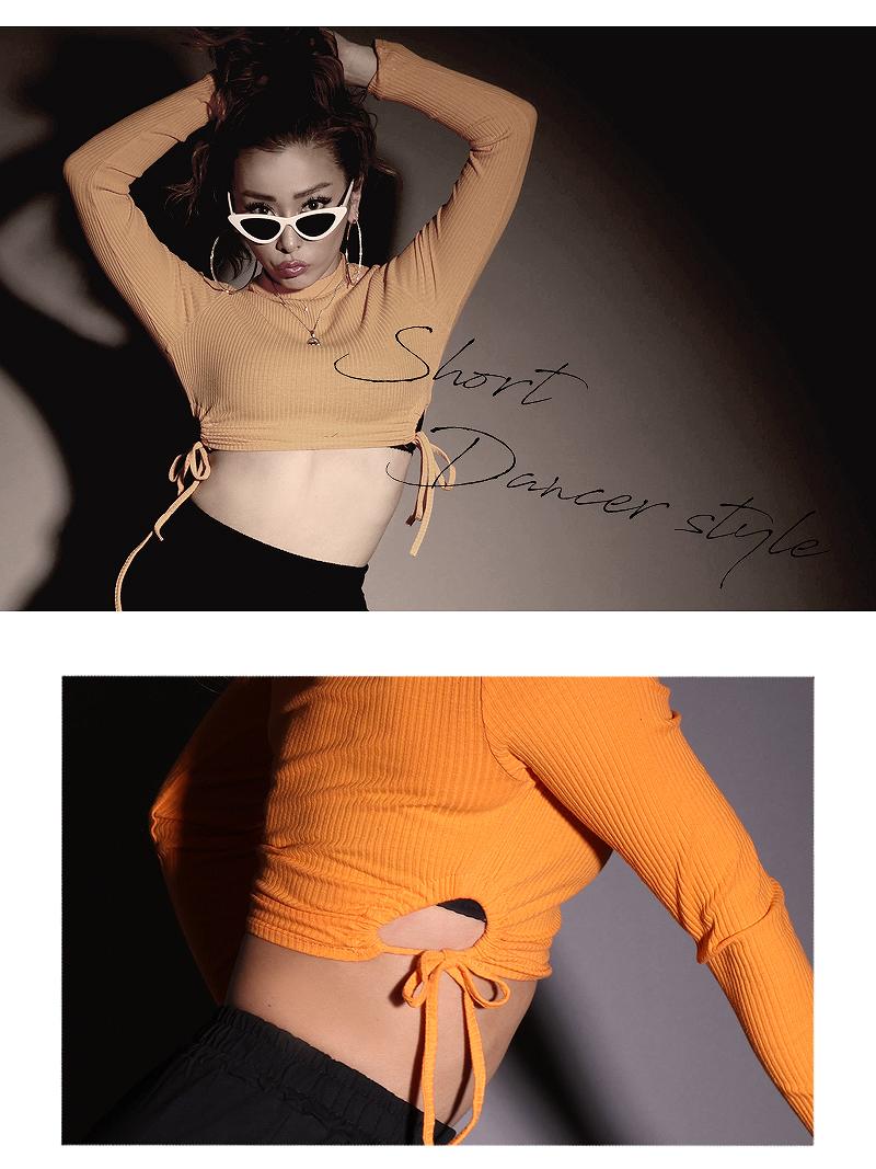 ボムシェル bombshell 半袖カットソー リブニット サイドカット カットソー ハイネック 短丈 長袖 プチプラ ストリートファッション カラバリ豊富 カットアウト Bbomb