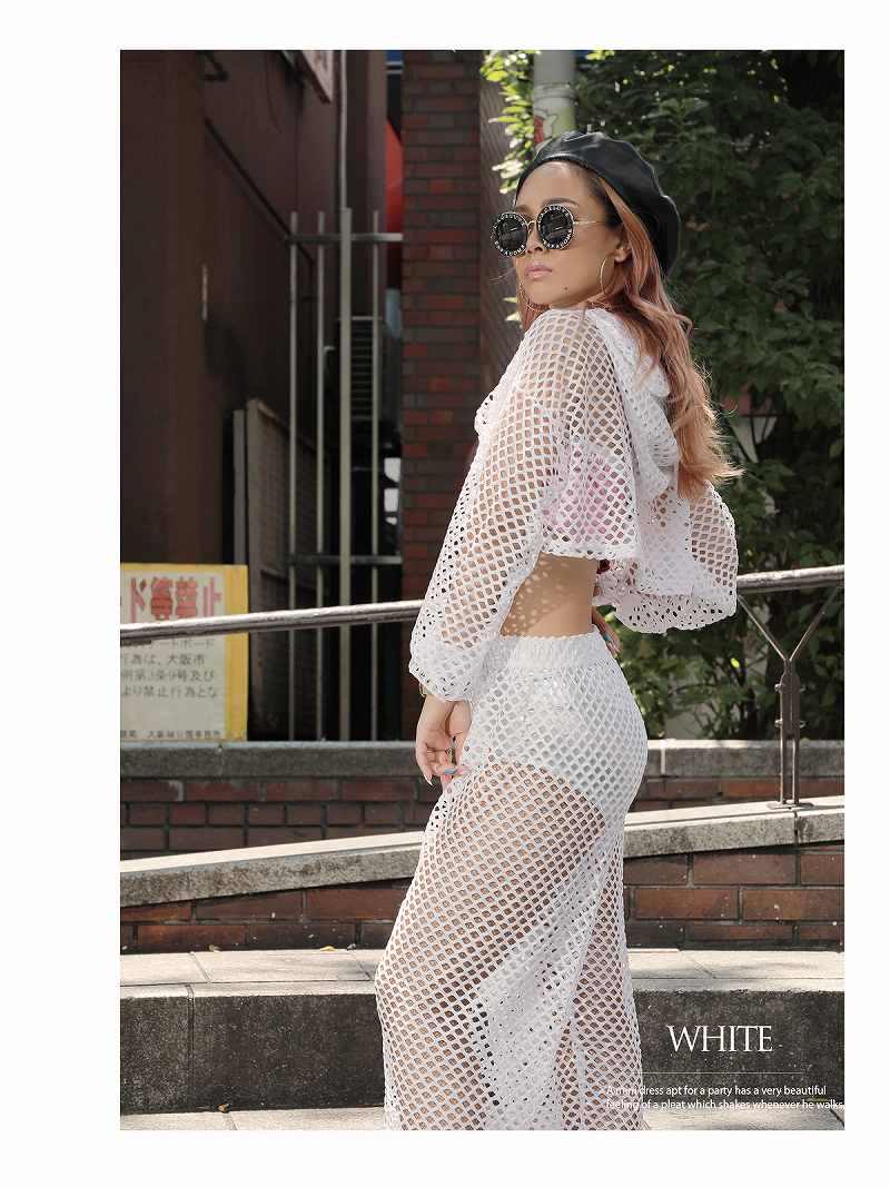 ボムシェル bombshell パンツ・サルエルパンツ パンツ ロングパンツ サルエルパンツ メッシュ ボトムス ワンカラー コスチューム レディース ダンス衣装 ヒップホップ衣装 bombs