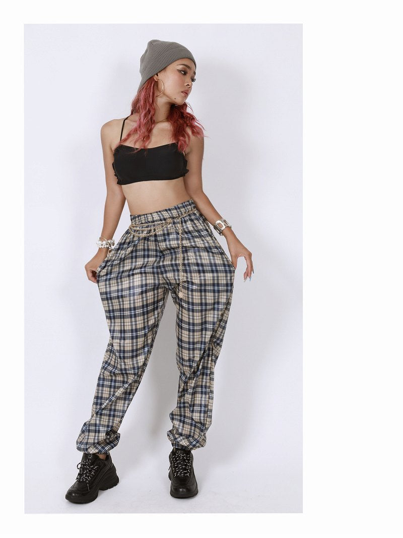ボムシェル bombshell パンツ・サルエルパンツ サルエルパンツ タータン チェック柄 アンクル丈 ボトムス 体型カバー きれいめ レッスン着 イベント ダンス衣装 bombshell （レッド） レッド
