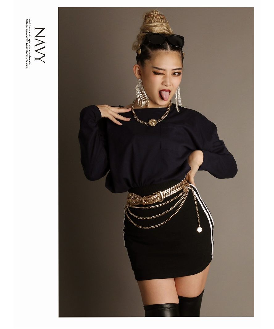 ボムシェル bombshell 長袖Tシャツ ビッグサイズ 長袖トップス ポケット付き カットソー ダンサー ヒップホップ B系 ストリート ダンス オーバーサイズ Bbomb