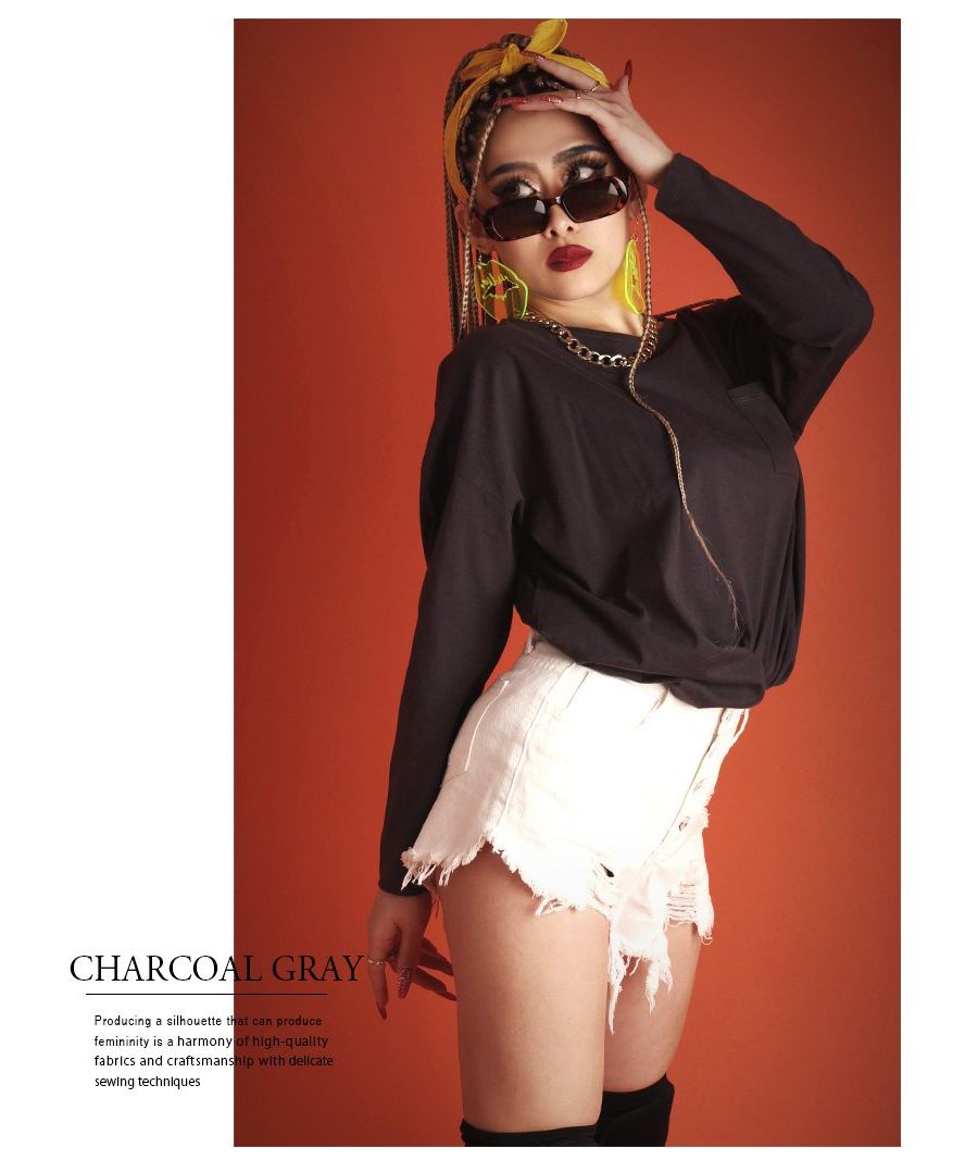 ボムシェル bombshell 長袖Tシャツ ビッグサイズ 長袖トップス ポケット付き カットソー ダンサー ヒップホップ B系 ストリート ダンス オーバーサイズ Bbomb