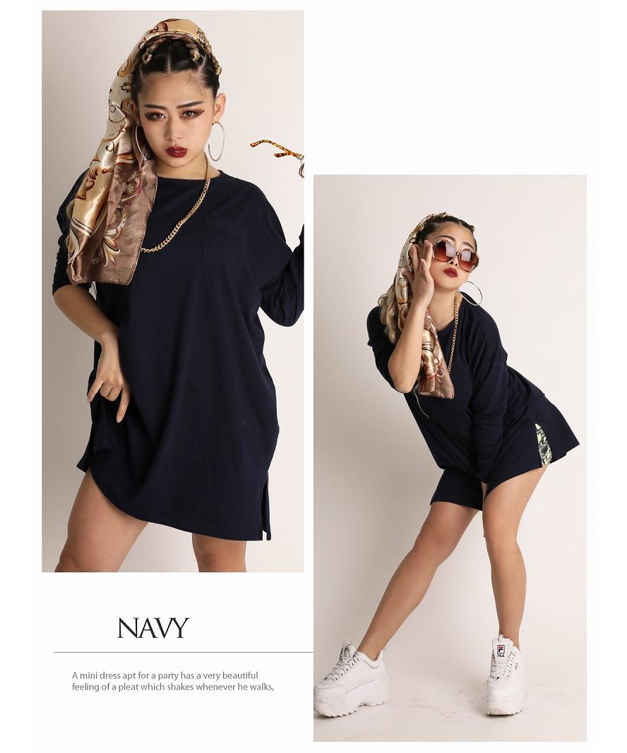 ボムシェル bombshell 長袖Tシャツ ビッグサイズ 長袖トップス ポケット付き カットソー ダンサー ヒップホップ B系 ストリート ダンス オーバーサイズ Bbomb