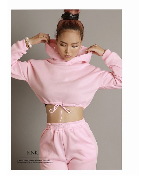 Bombshell setup sweat setup hoodie pastel color dance outfit costume lesson wear short length sporty Bbomb